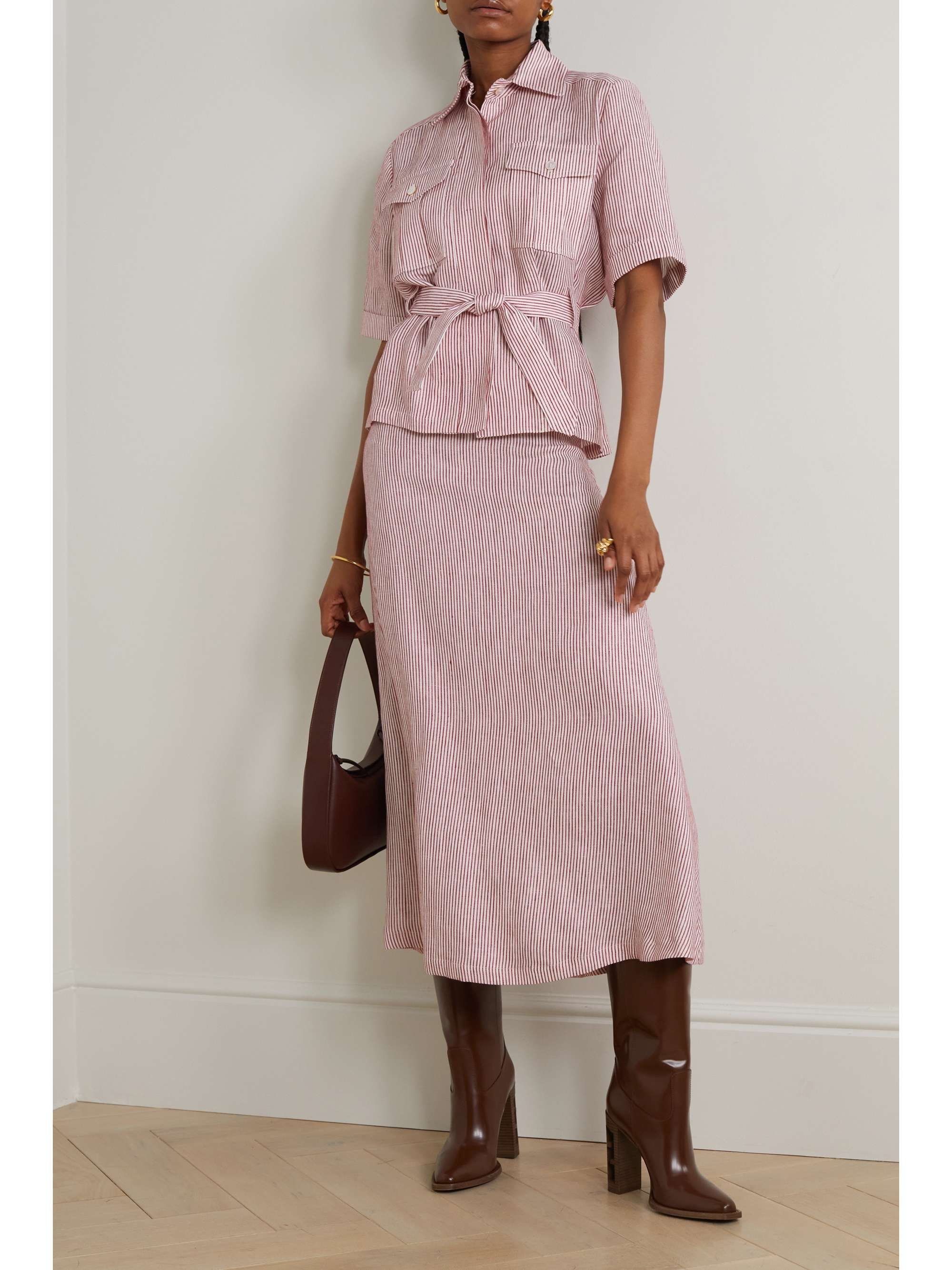 GIULIVA HERITAGE The Ada striped linen midi skirt