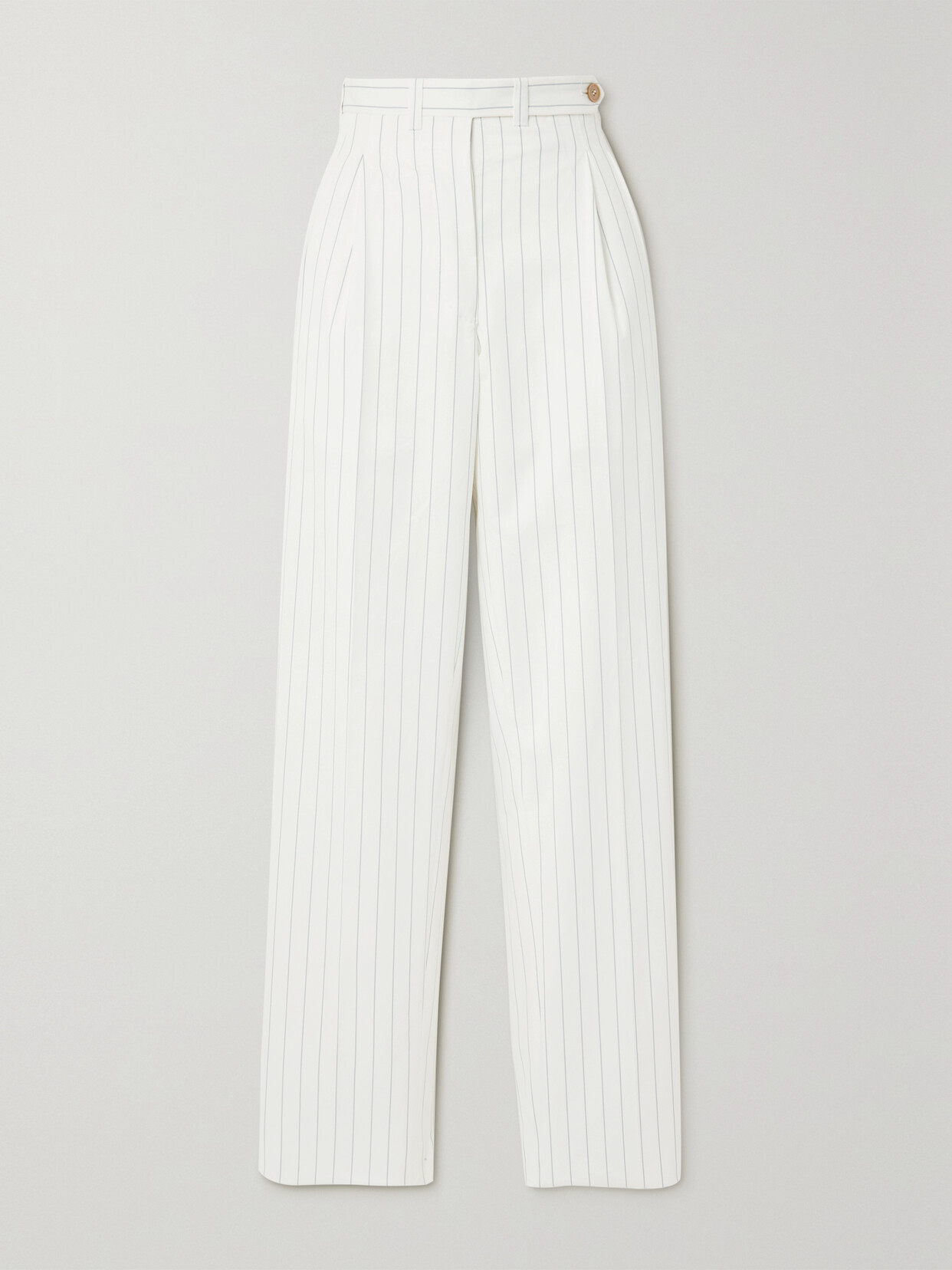 Giuliva Heritage Cornelia Pinstriped Wool Tapered Pants In White