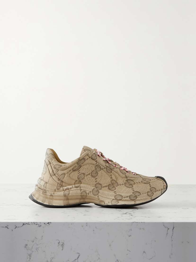 Gucci Rubber-trimmed Coated-canvas Jacquard Sneakers