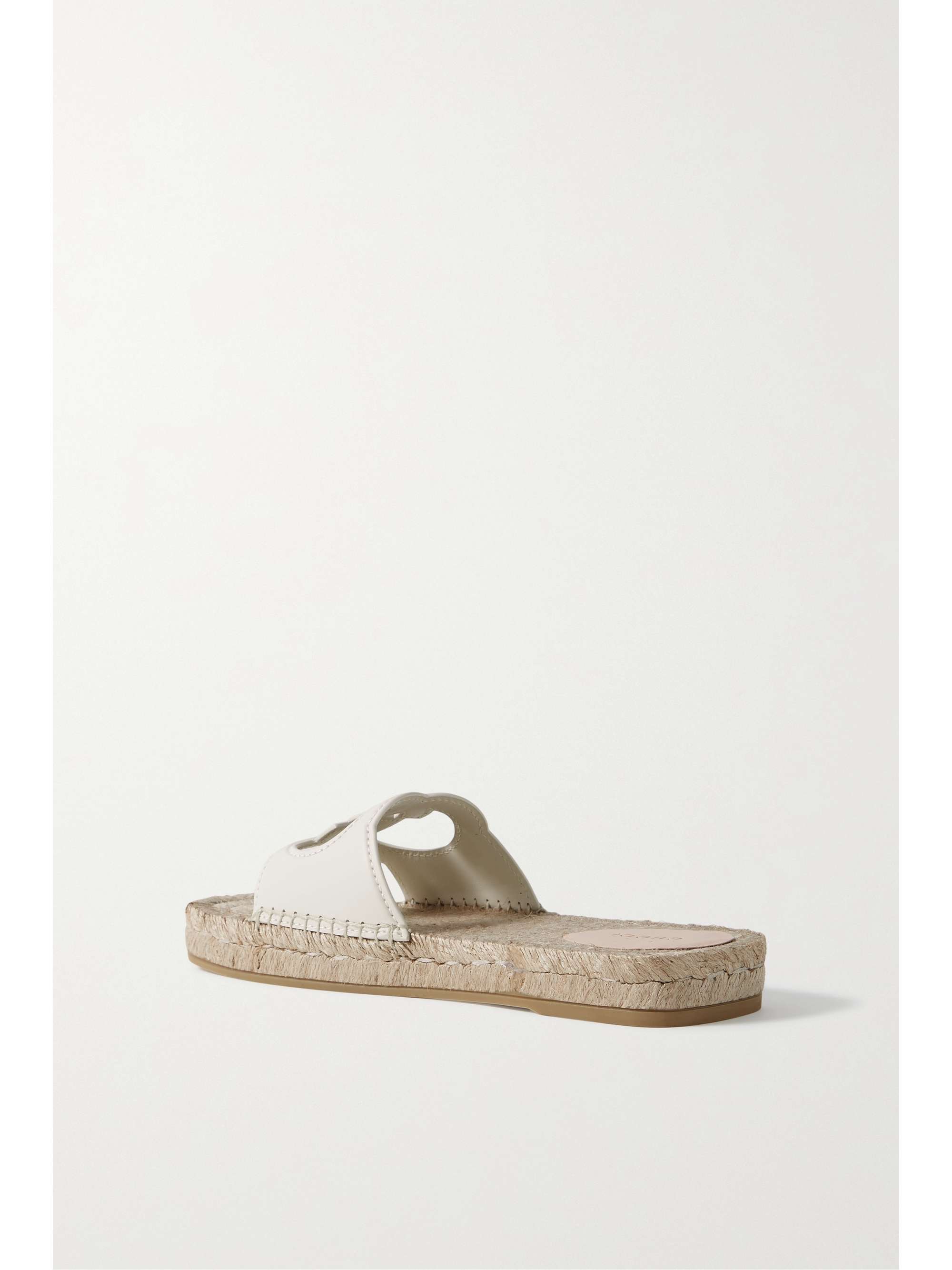GUCCI Cutout leather espadrille slides