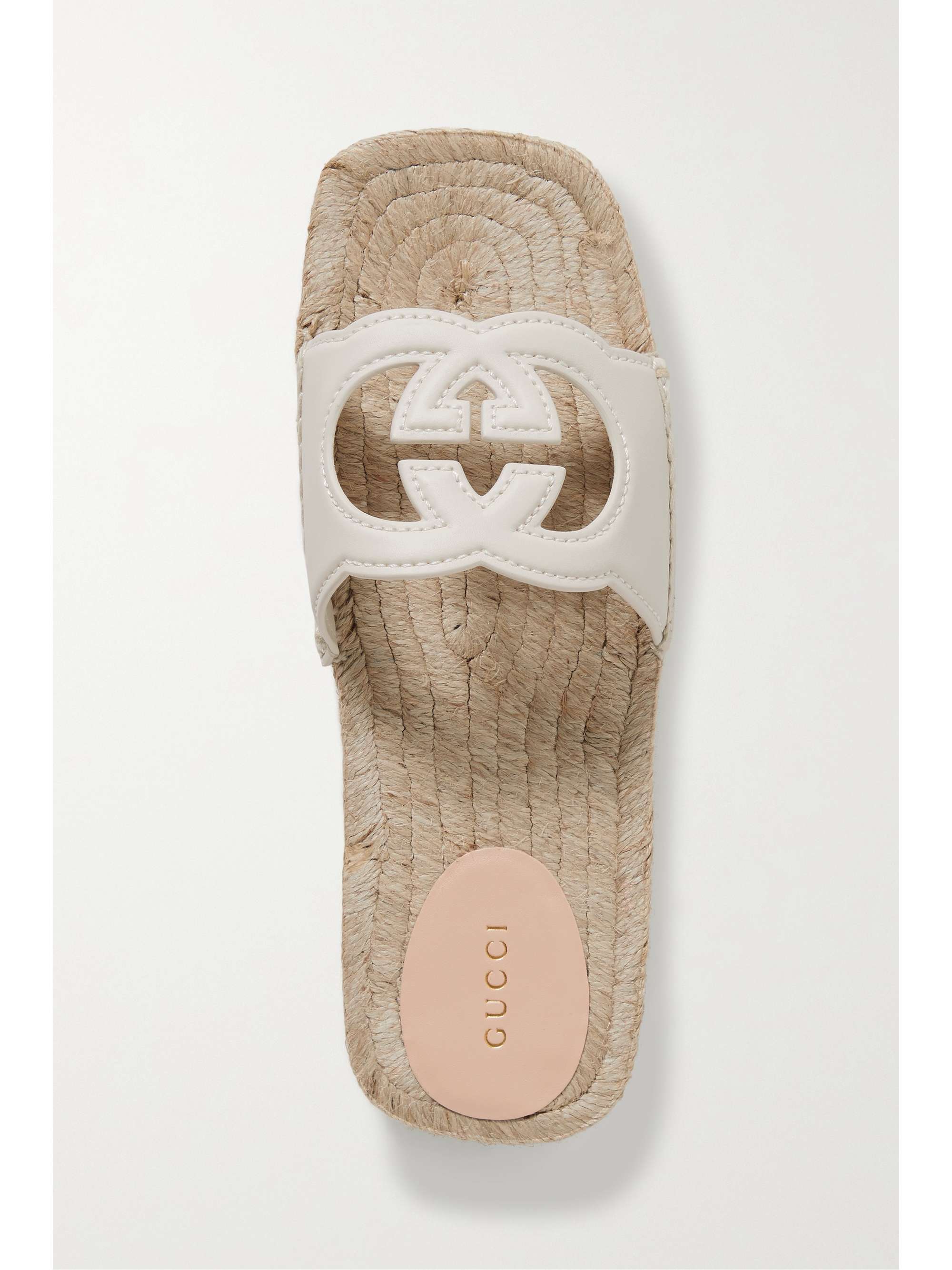 GUCCI Cutout leather espadrille slides
