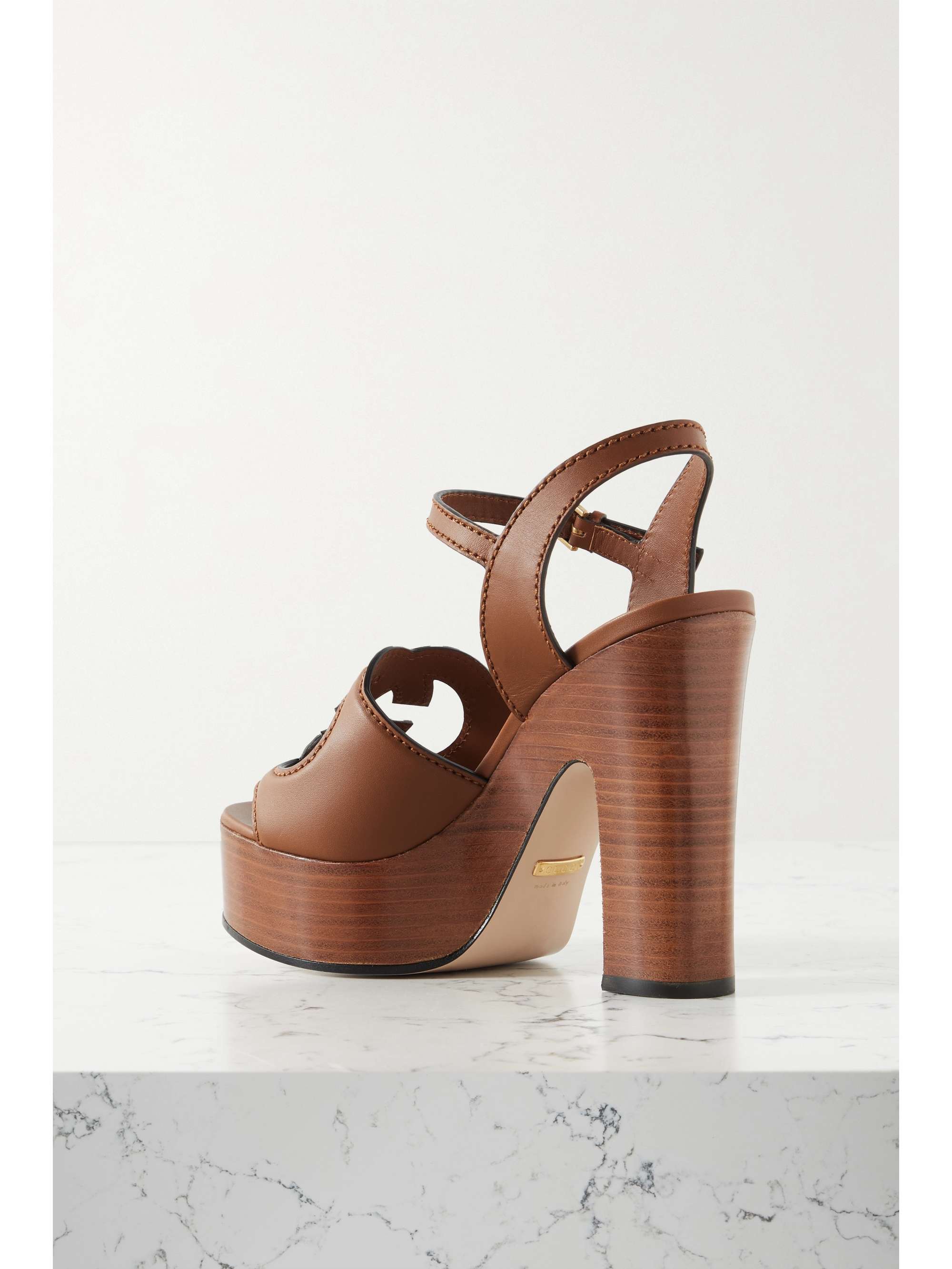 GUCCI Cutout leather platform sandals