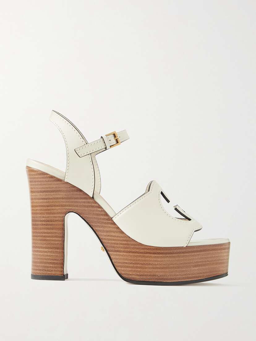 Gucci Cutout Leather Platform Sandals