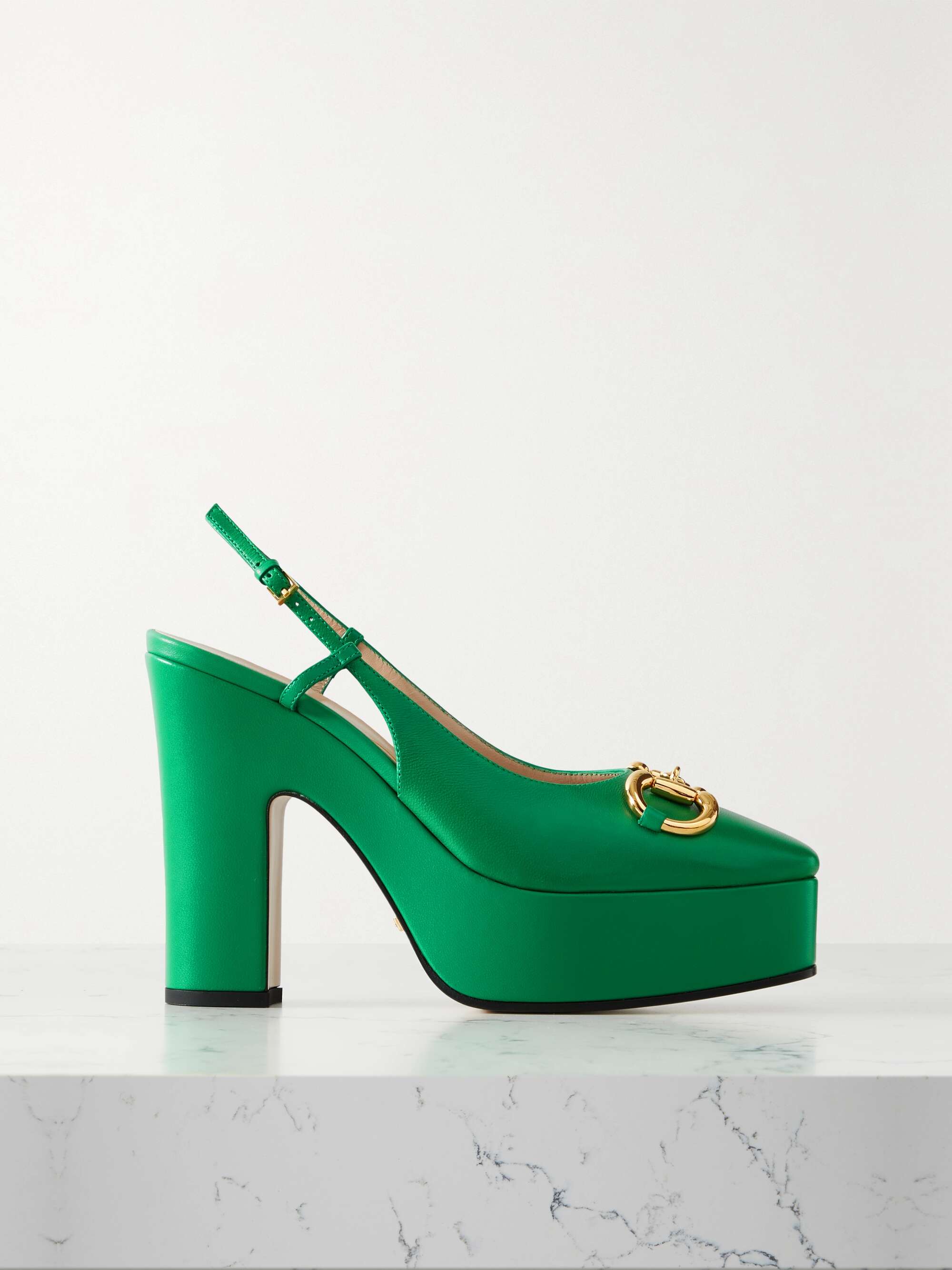GUCCI Baby horsebitdetailed leather platform pumps NETAPORTER
