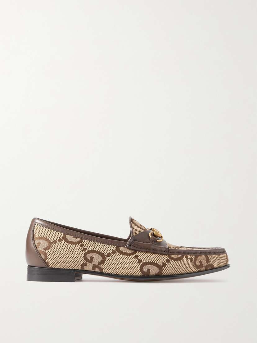 Gucci Horsebit 1953 Leather-trimmed Canvas-jacquard Loafers