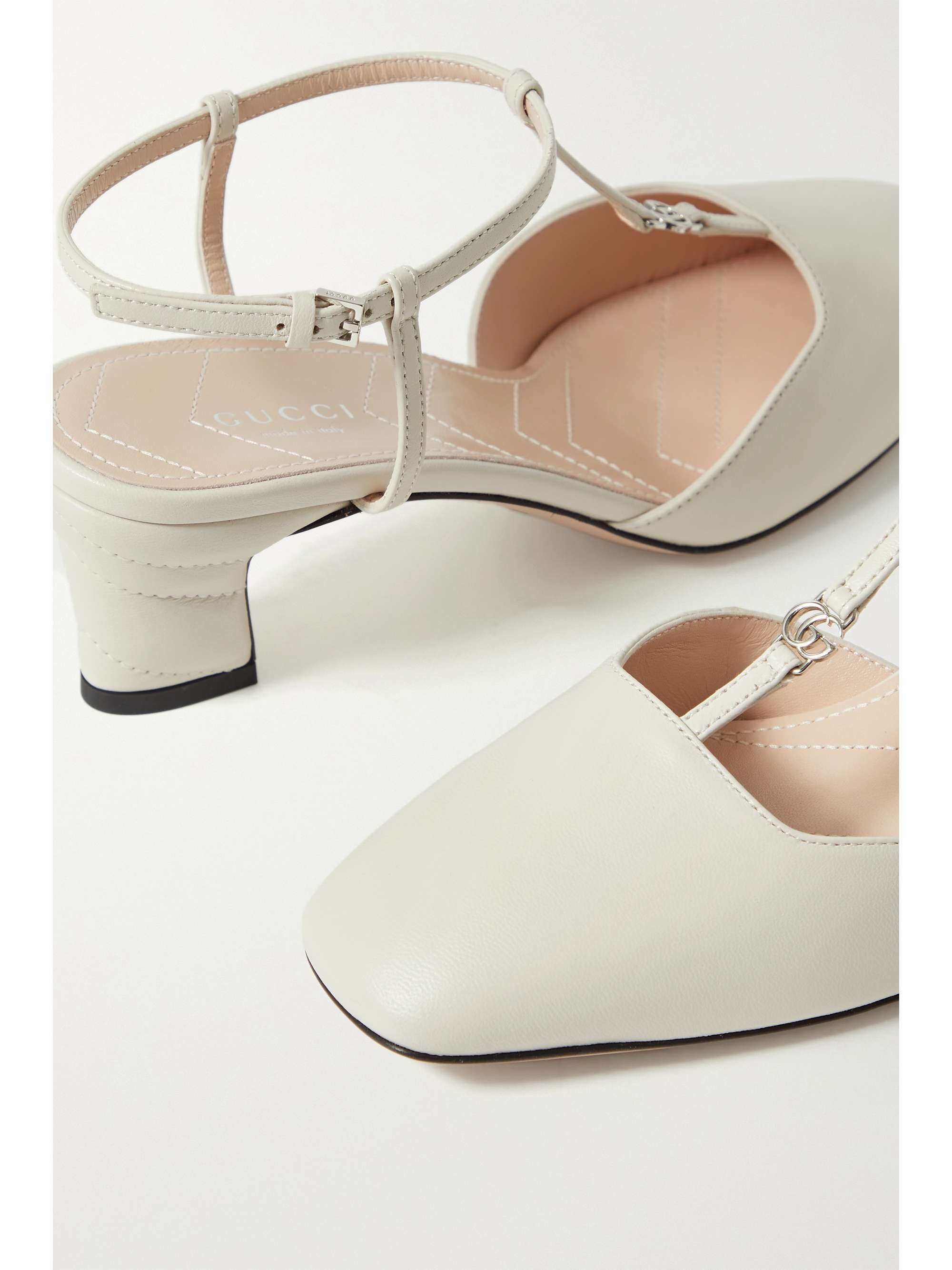 GUCCI Petite GG embellished matelassé leather slingback pumps NETA