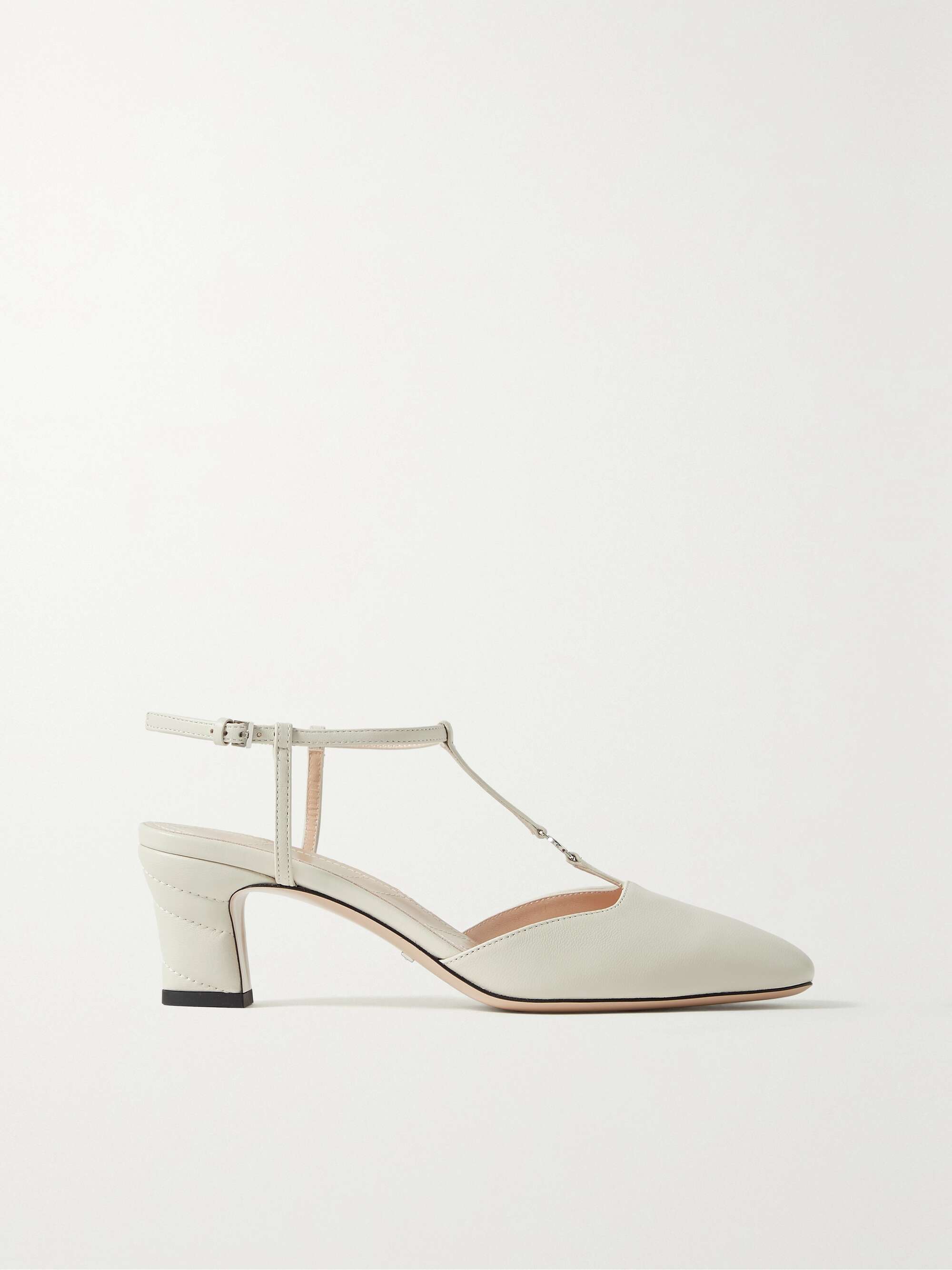 GUCCI Petite GG embellished matelassé leather slingback pumps NETA