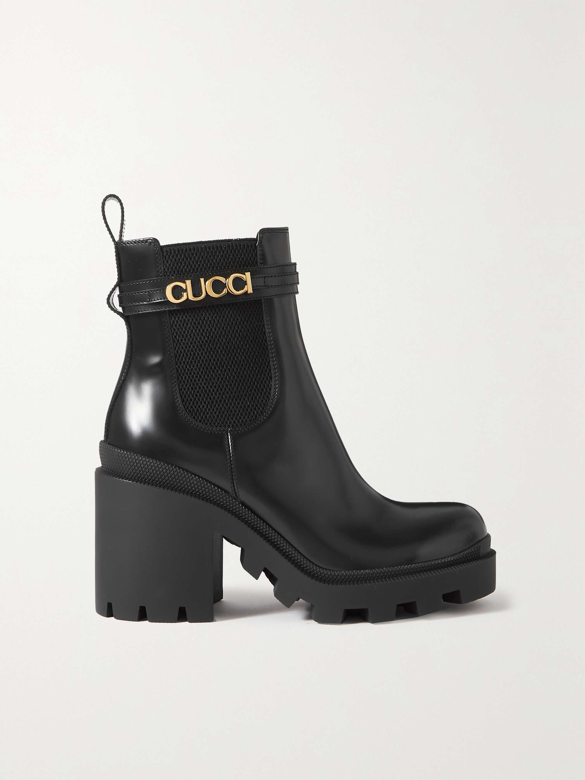 GUCCI Logo-embellished leather ankle boots | NET-A-PORTER