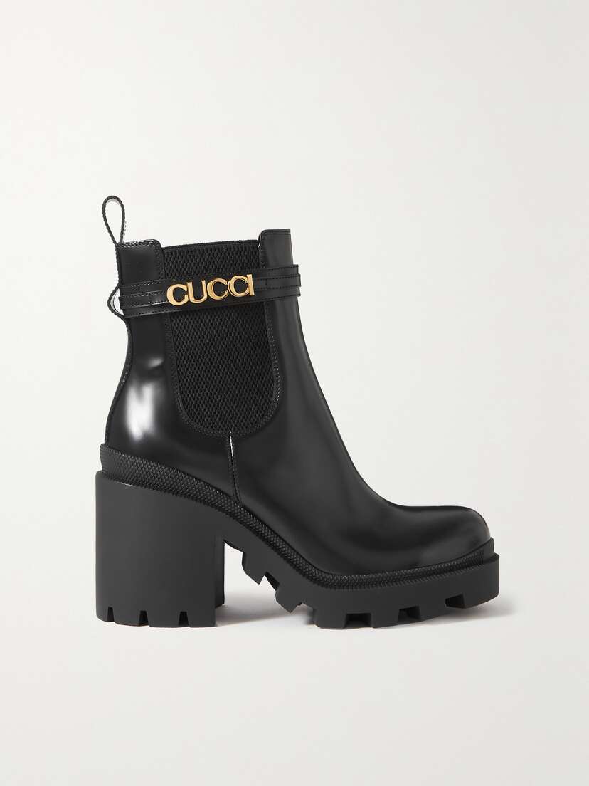 Gucci Logo-embellished Leather Ankle Boots