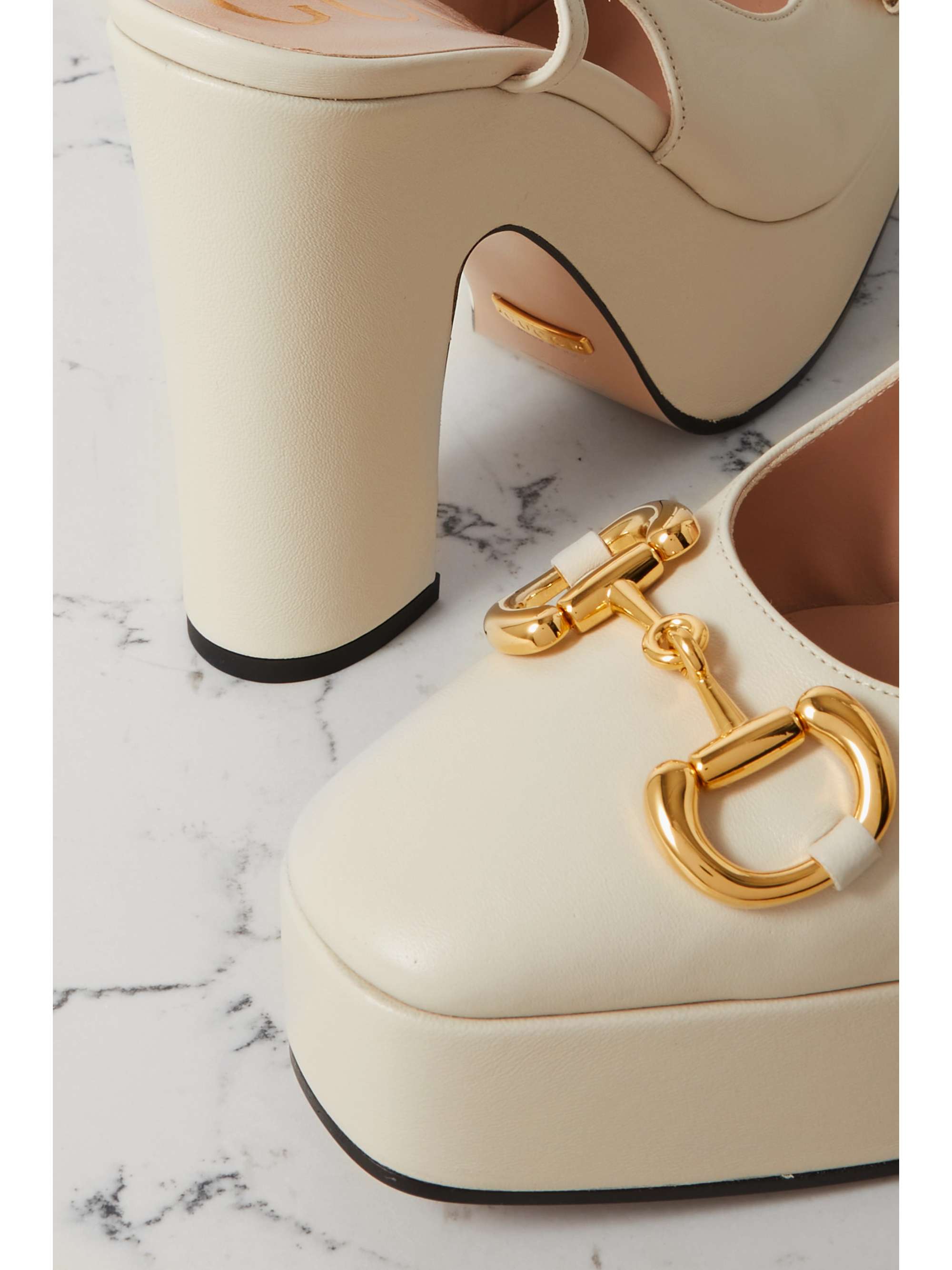 GUCCI Baby horsebitdetailed leather slingback pumps NETAPORTER