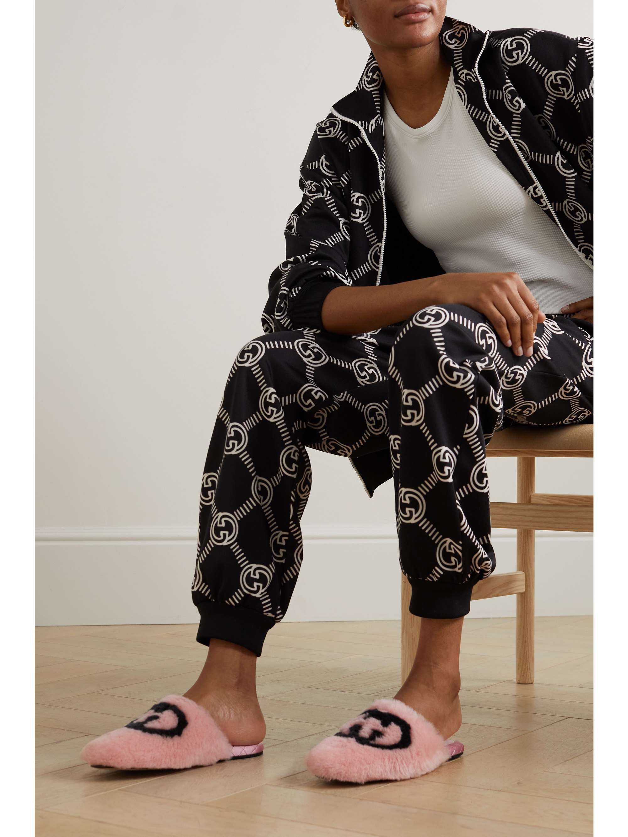 GUCCI Interlocking G faux fur slippers | NET-A-PORTER