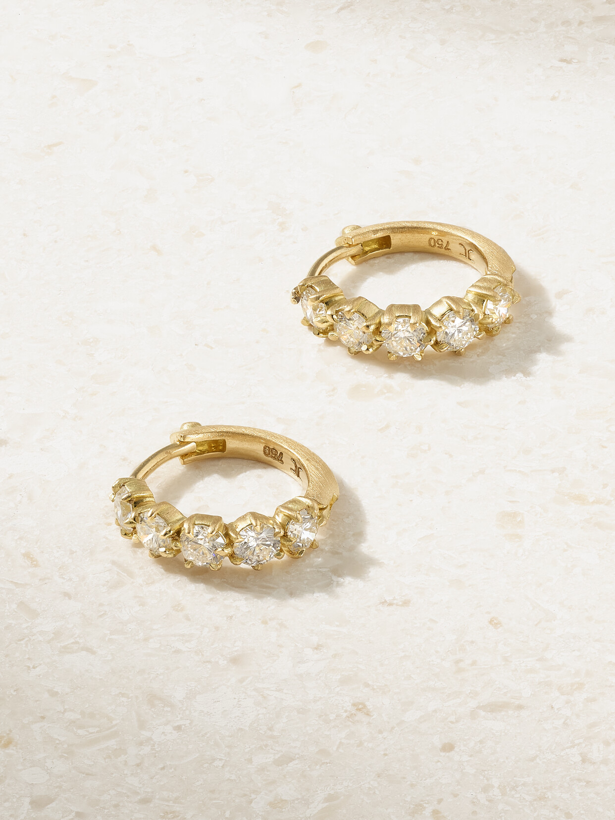 Jade Trau - Catherine Mini 18-karat Gold Diamond Hoop Earrings - one size