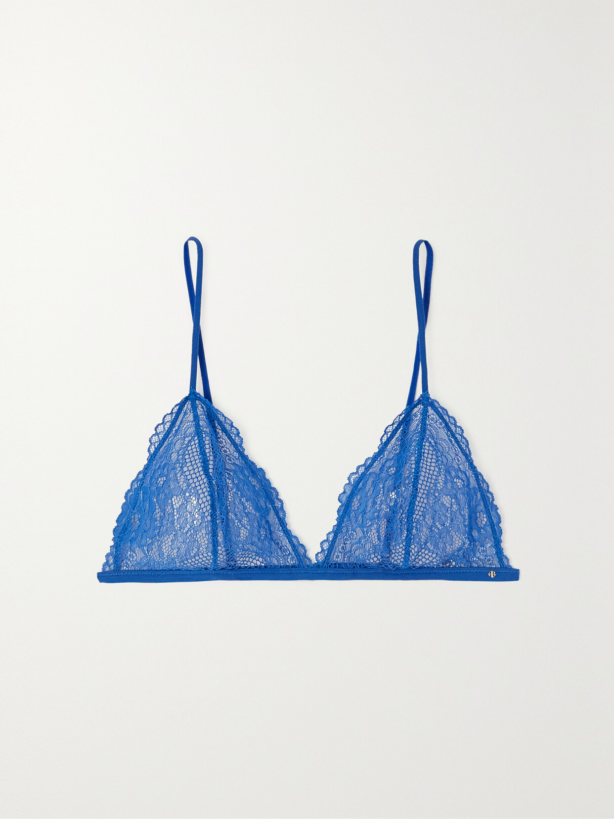 Anine Bing - Amina Stretch-lace Soft-cup Triangle Bra - Blue