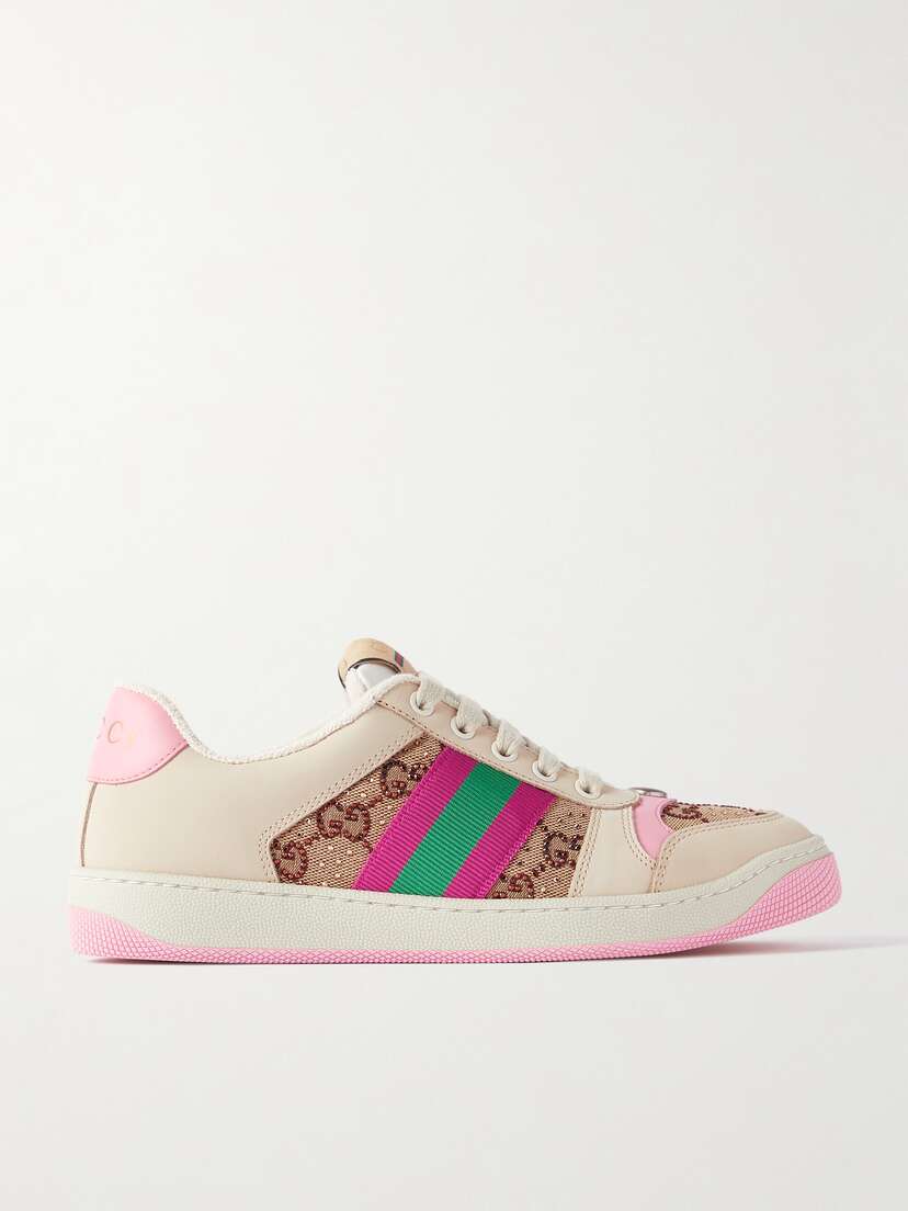 Gucci Screener Embellished Canvas And Leather Sneakers