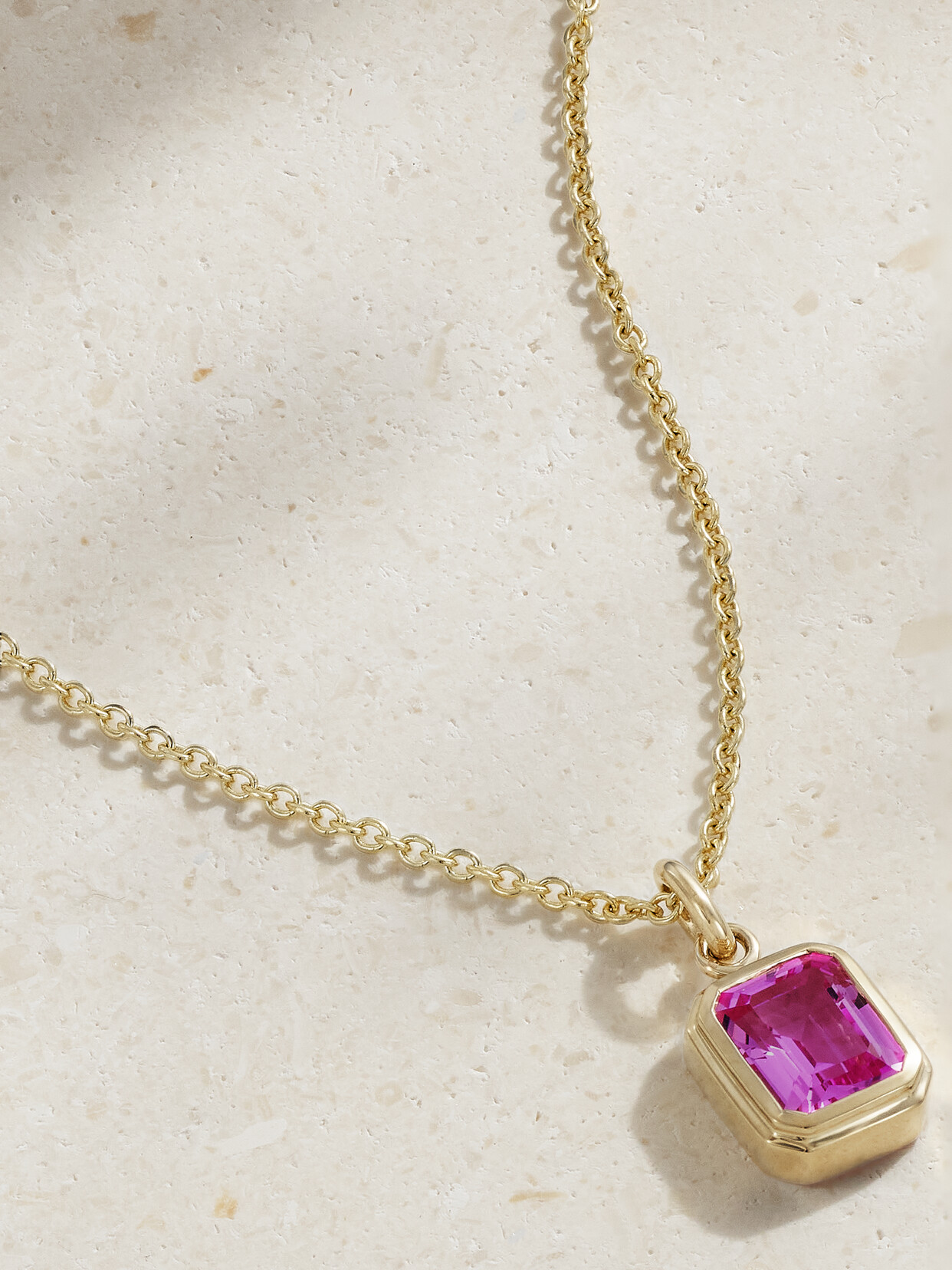 42 SUNS - 14-karat Gold Laboratory-grown Sapphire Necklace - Pink