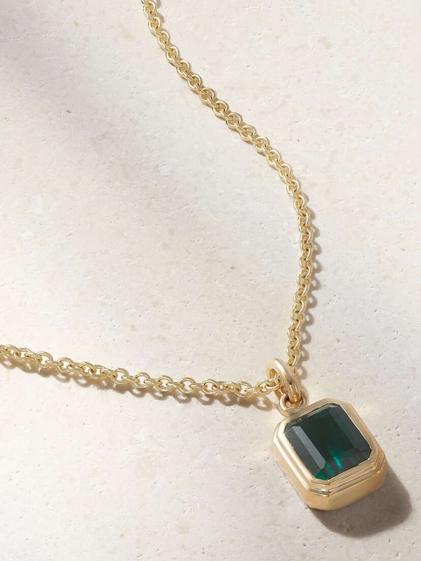 42 SUNS 14-karat Gold Laboratory-grown Emerald Necklace