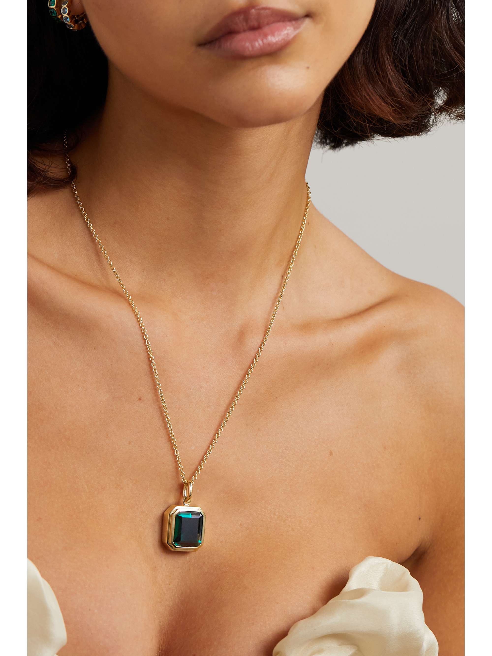 42 SUNS 14karat gold laboratorygrown emerald necklace NETAPORTER