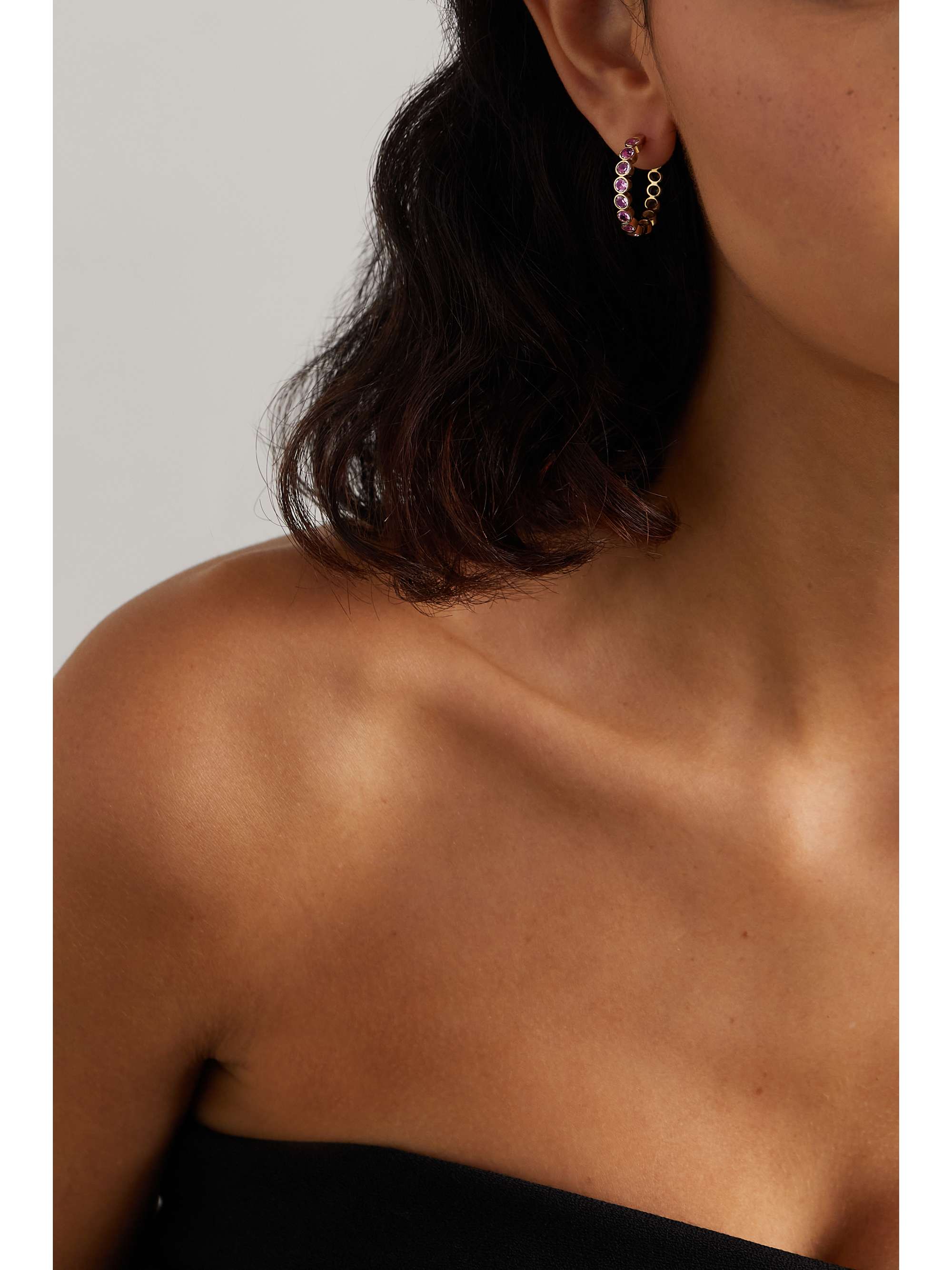 42 SUNS 14-karat gold laboratory-grown sapphire single hoop earring