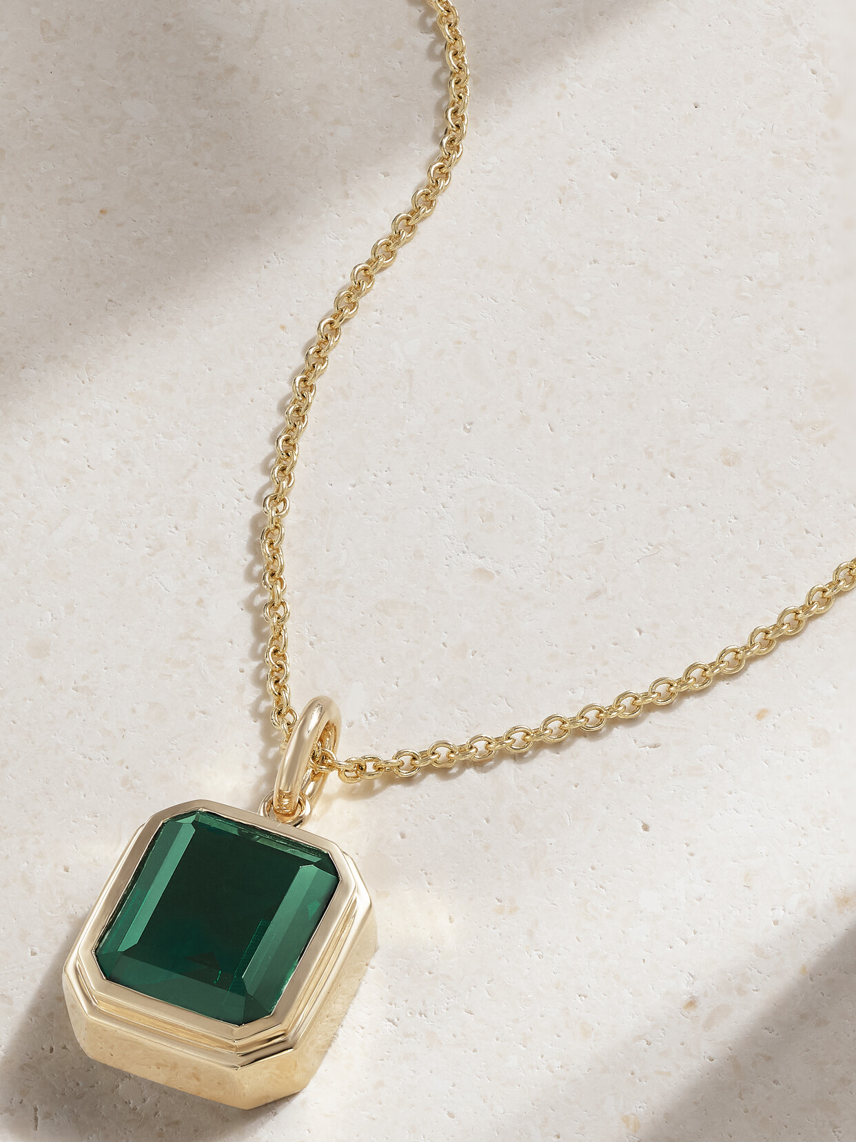 42 SUNS 14-karat Gold Laboratory-grown Emerald Necklace