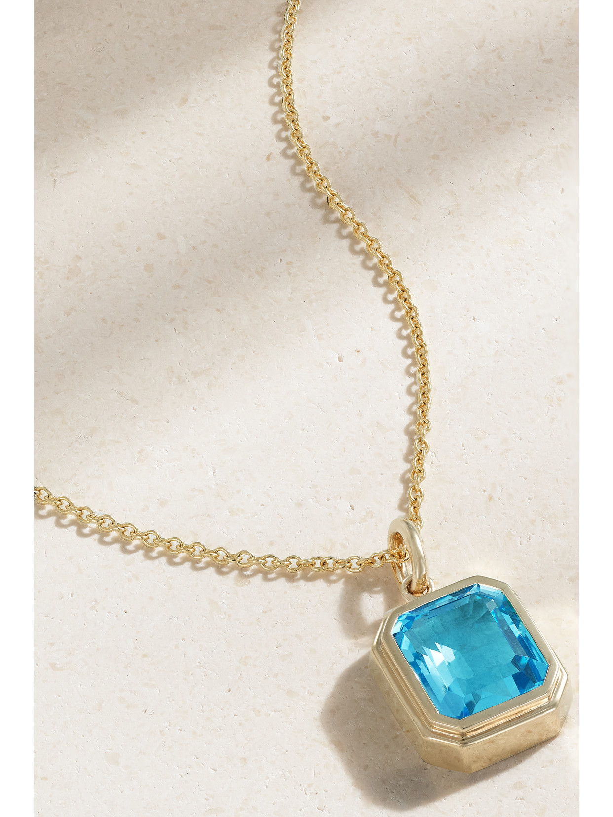 42 Suns 14-karat Gold Laboratory-grown Topaz Necklace In Blue