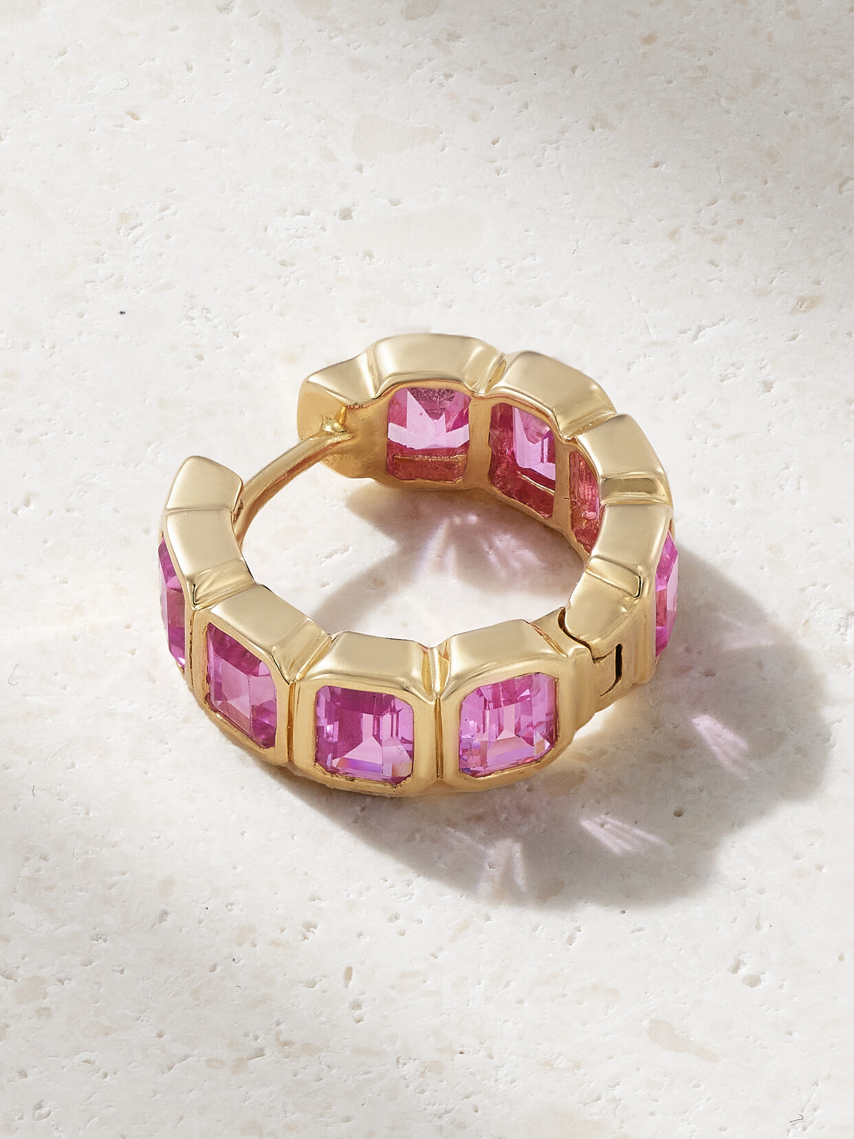 42 Suns 14-karat Gold Sapphire Single Hoop Earring In Pink