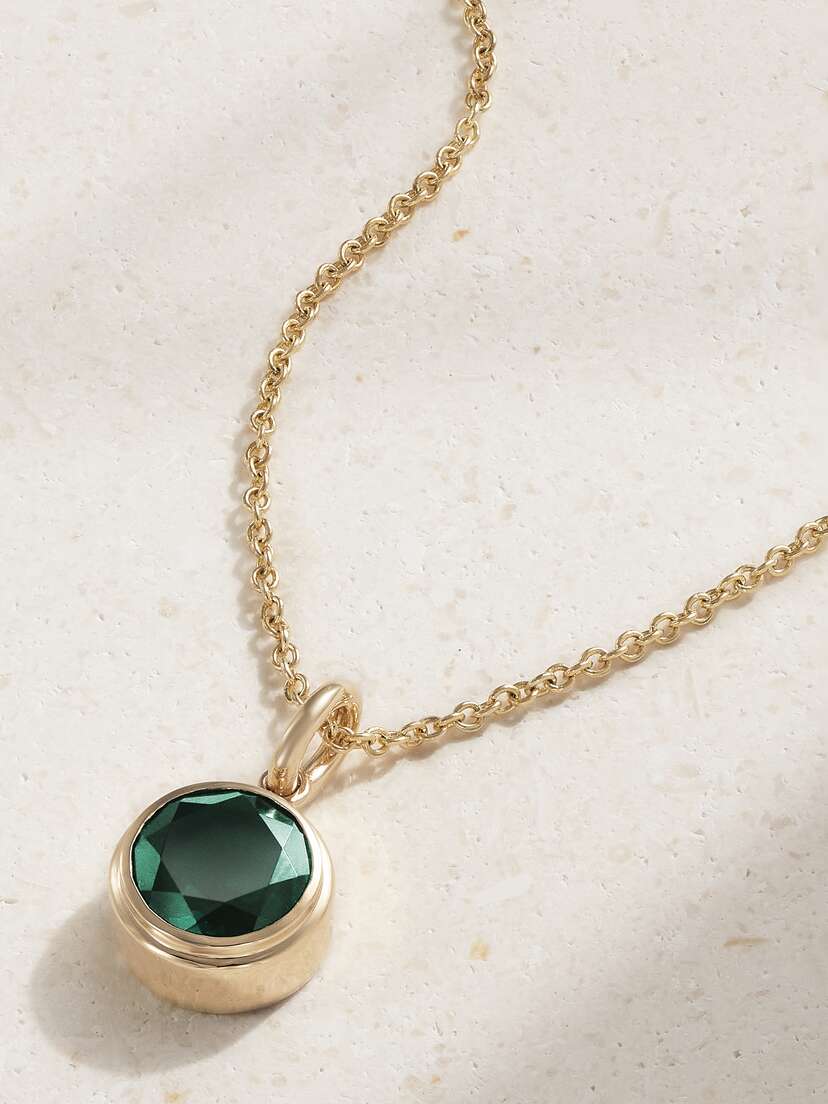 42 SUNS 14-karat Gold Laboratory-grown Emerald Necklace