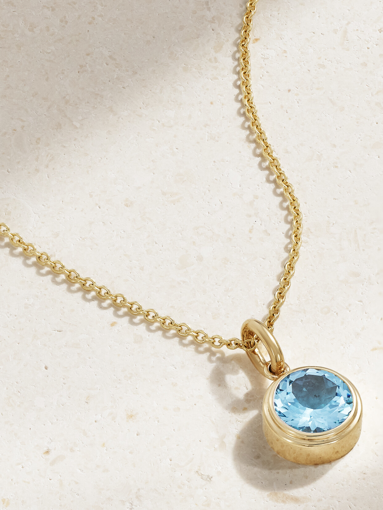 42 Suns 14-karat Gold Laboratory-grown Topaz Necklace In Blue