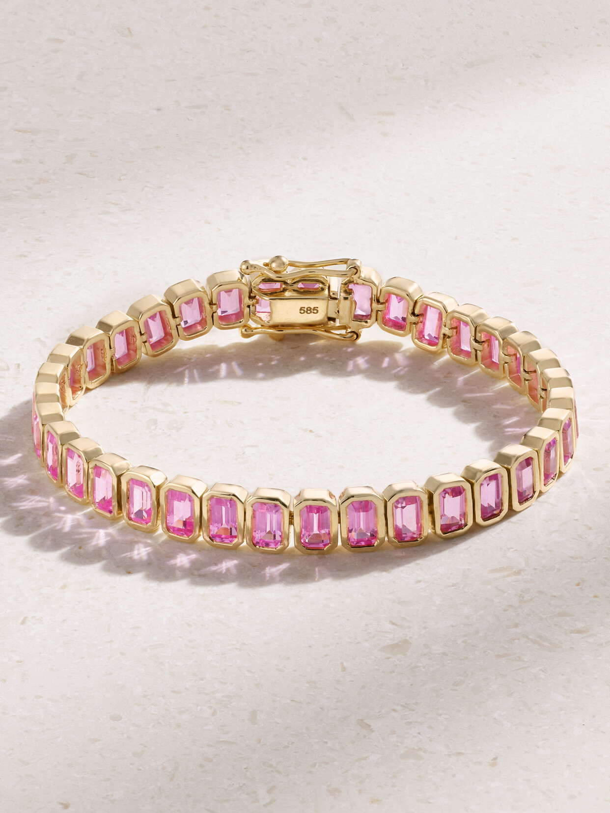 42 SUNS 14-karat Gold Laboratory-grown Sapphire Bracelet - Pink