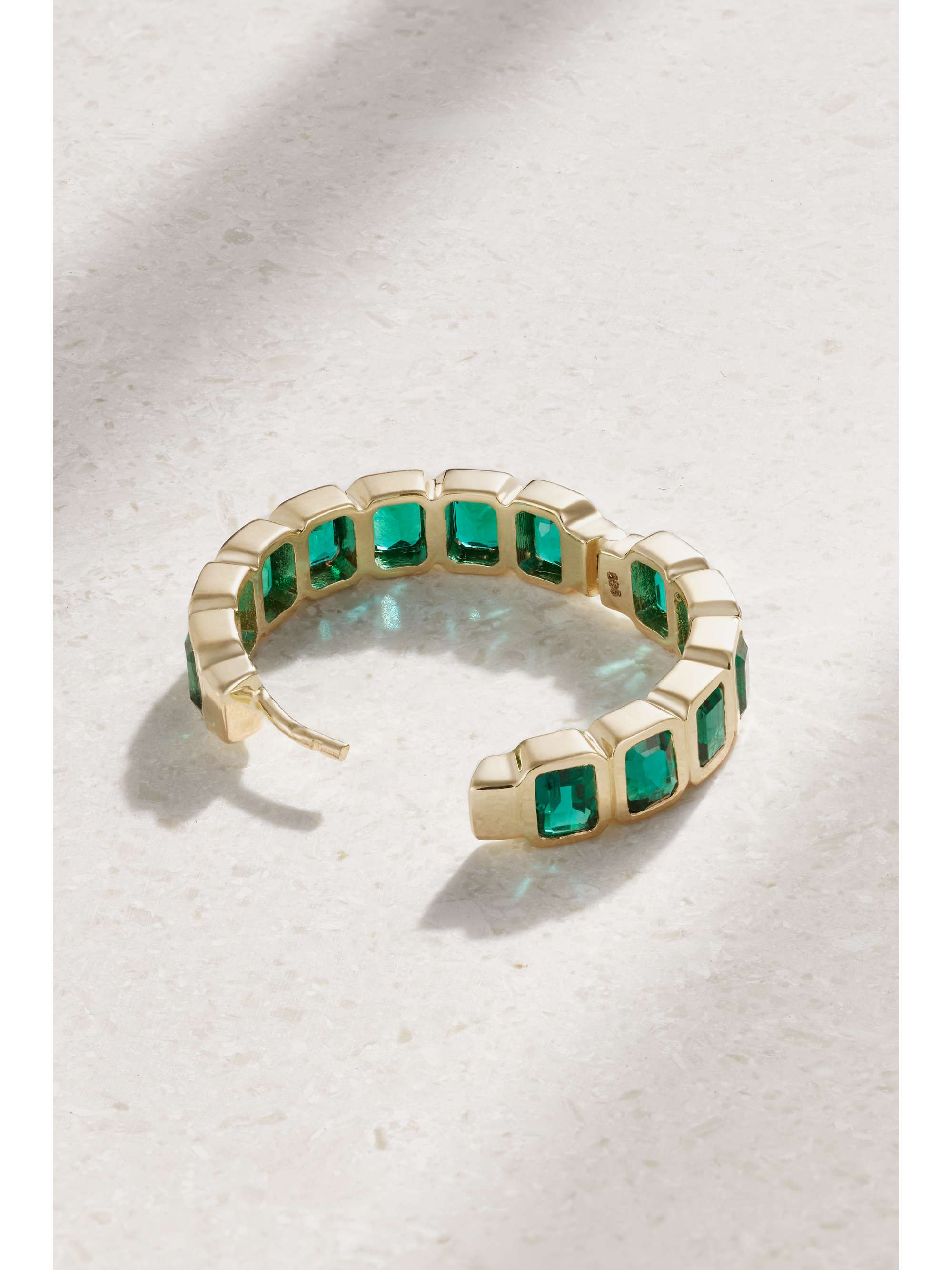 42 SUNS 14-karat gold laboratory-grown emerald single hoop earring