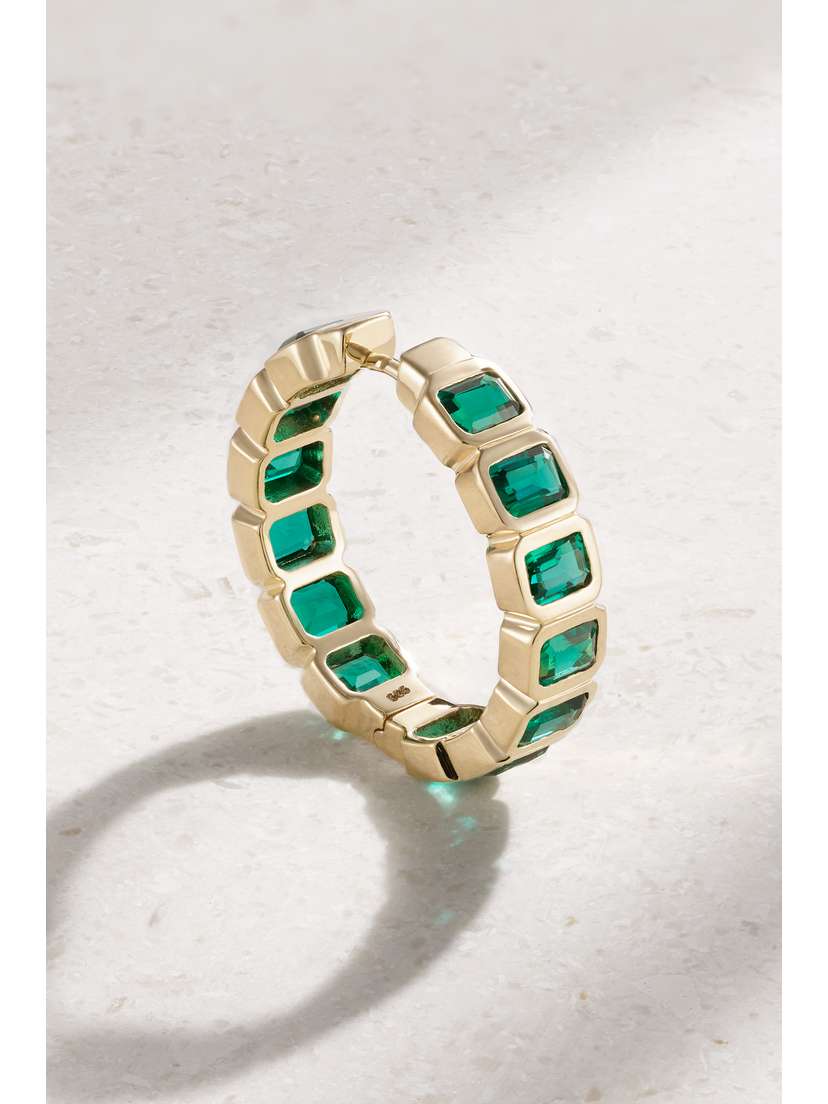 42 SUNS 14-karat Gold Laboratory-grown Emerald Single Hoop Earring