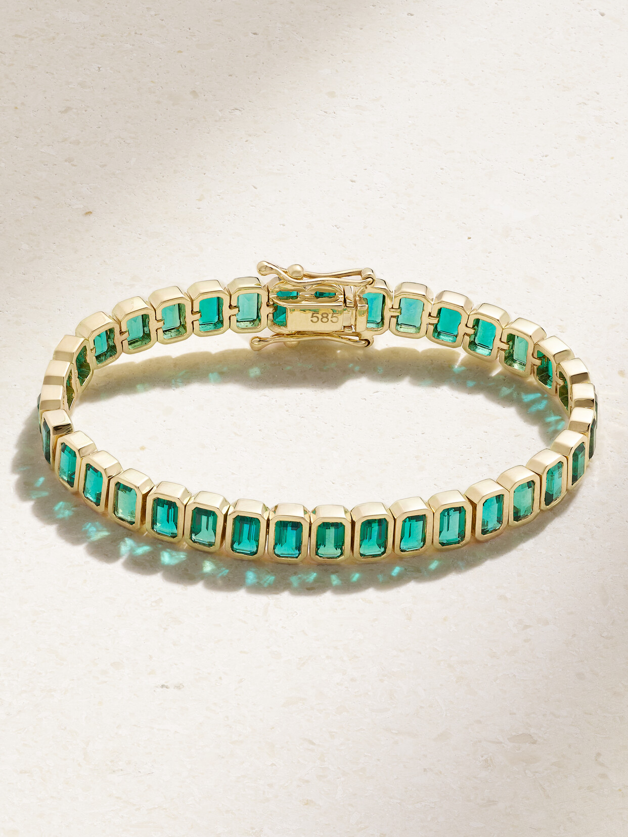 42 Suns 14-karat Gold Laboratory-grown Emerald Bracelet In Green