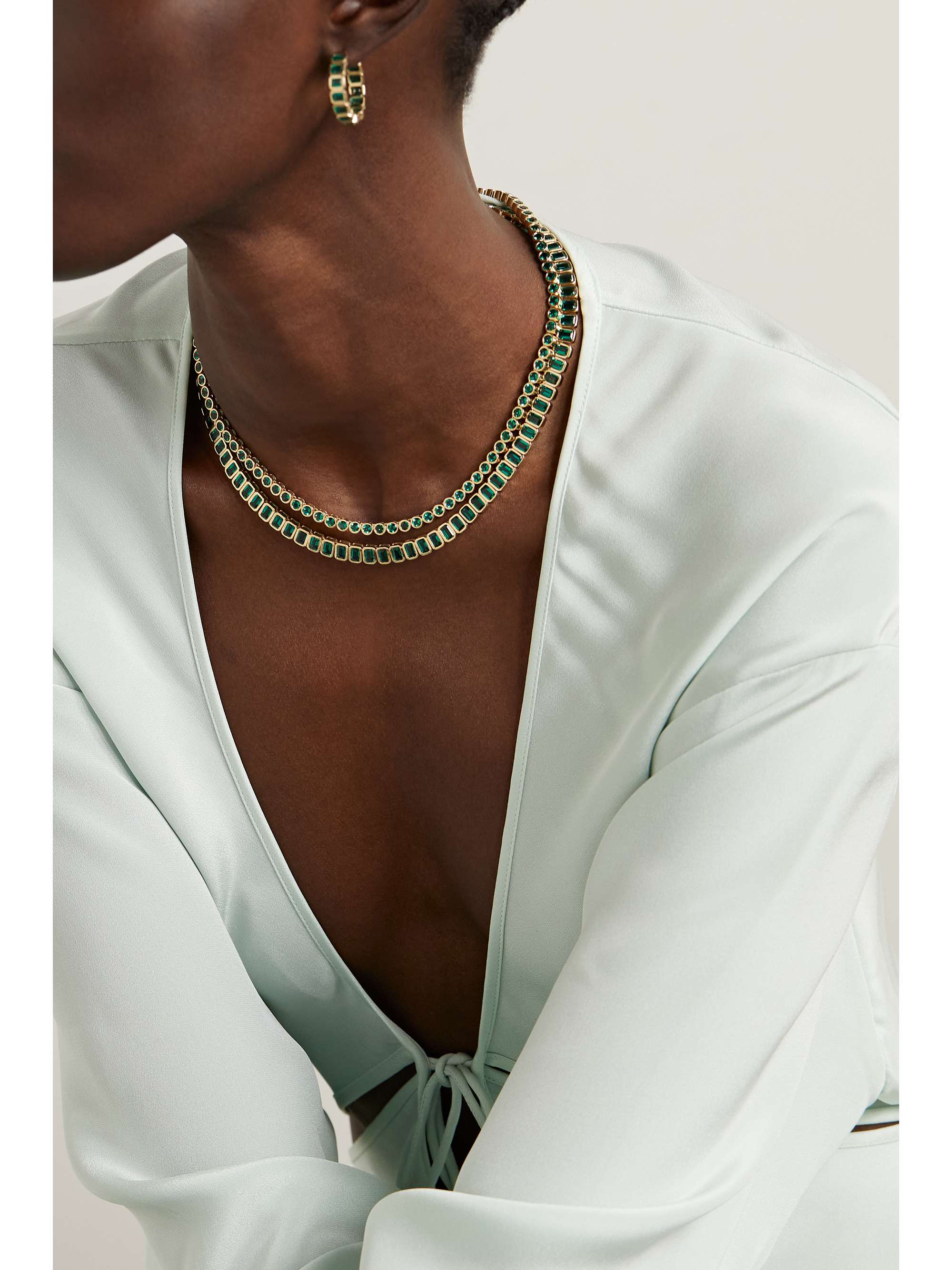 42 SUNS 14karat gold laboratorygrown emerald necklace NETAPORTER
