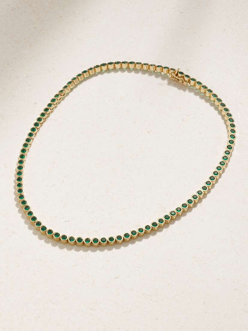 42 SUNS 14-karat Gold Laboratory-grown Emerald Necklace
