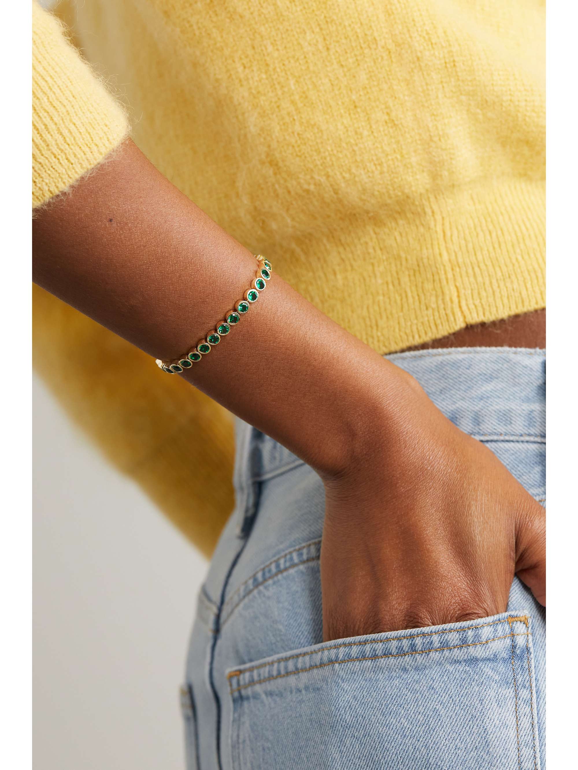 42 SUNS 14karat gold laboratorygrown emerald bracelet NETAPORTER