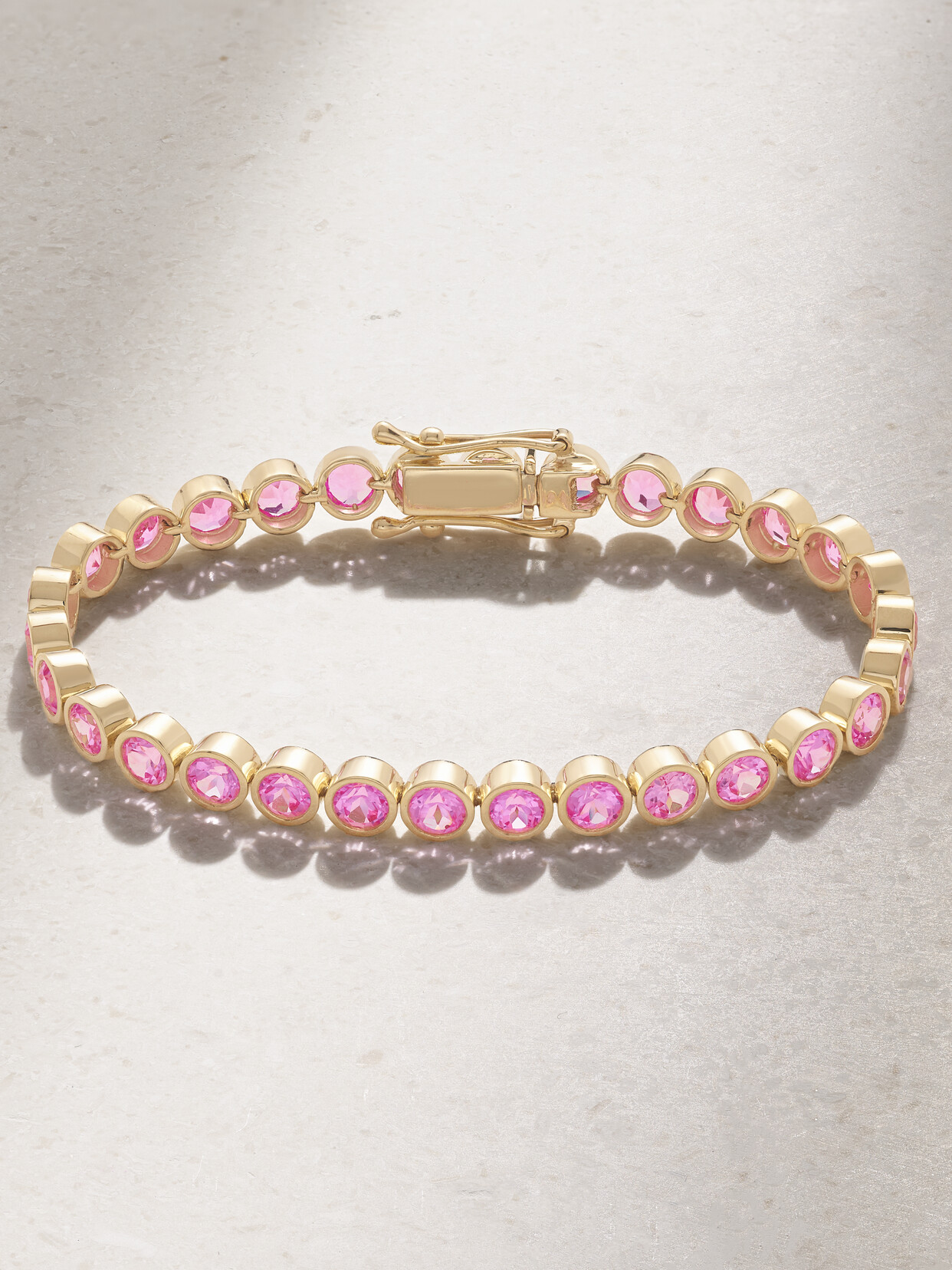 42 Suns 14-karat Gold Laboratory-grown Sapphire Bracelet In Pink