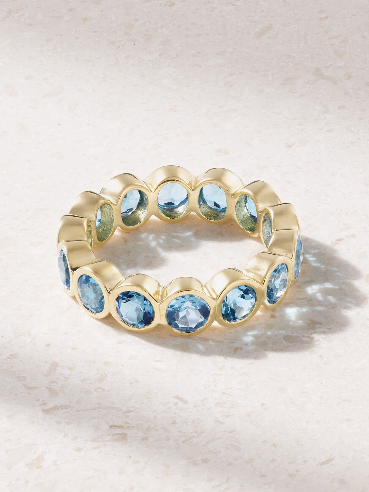 42 Suns 14-karat Gold Laboratory-grown Topaz Ring In Blue