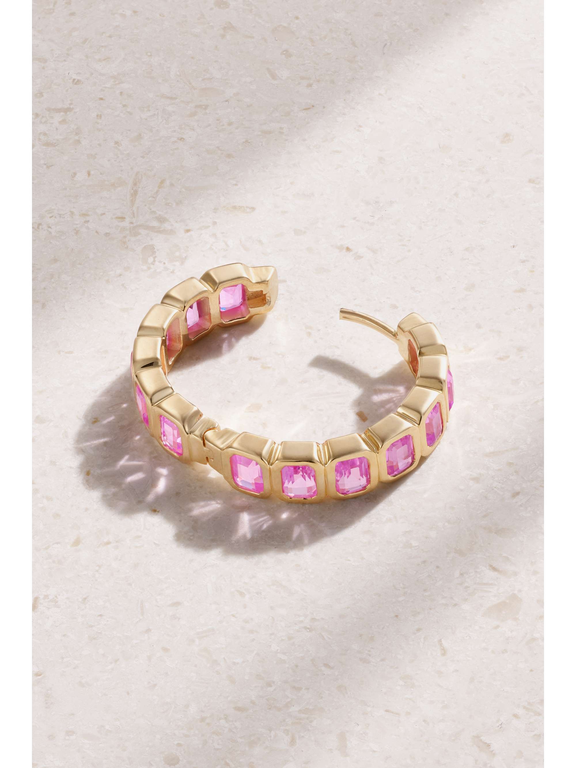 42 SUNS 14-karat gold laboratory-grown sapphire single hoop earring