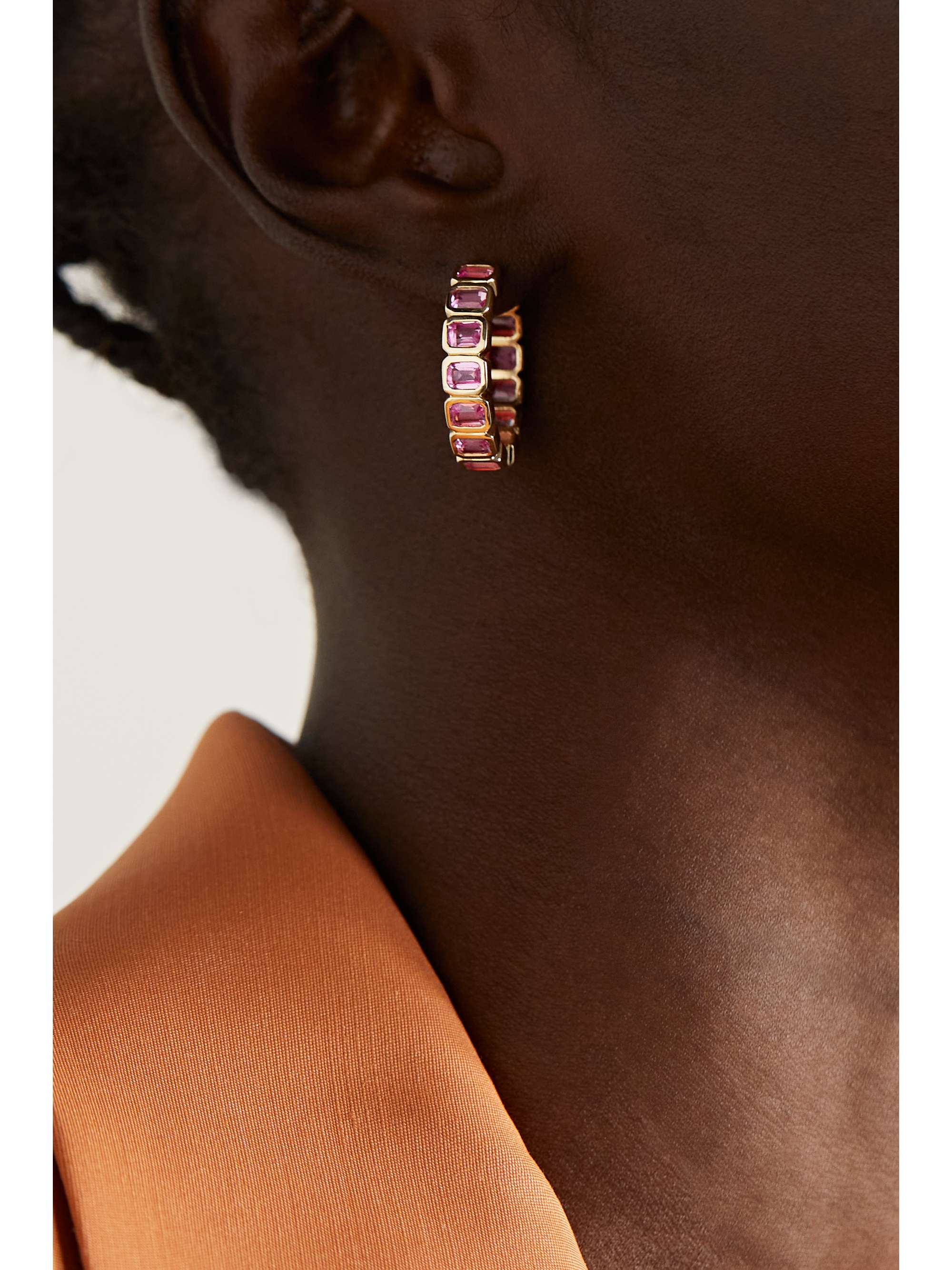 42 SUNS 14-karat gold laboratory-grown sapphire single hoop earring