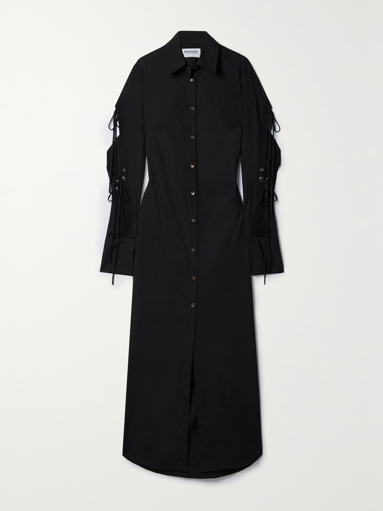 Monse - Lace-up Cotton-blend Poplin Maxi Shirt Dress - Black