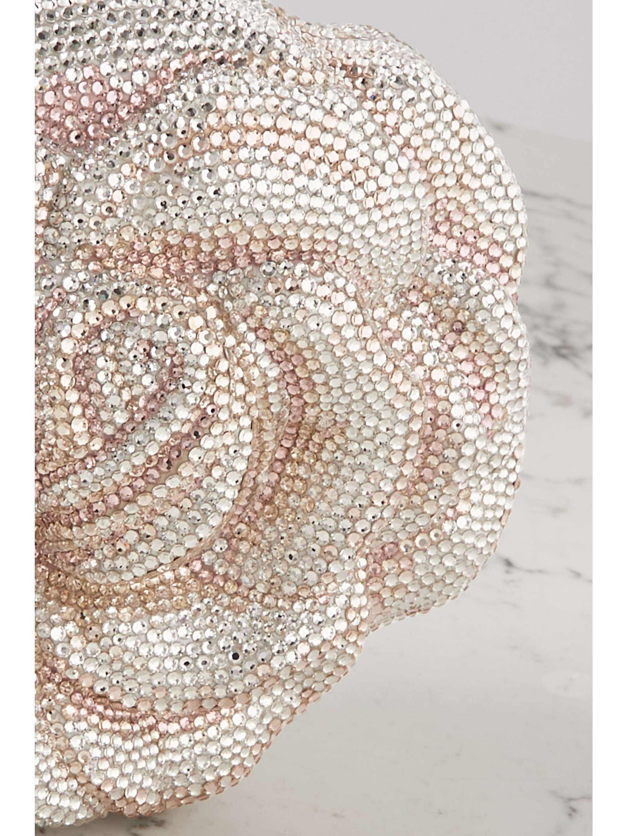 JUDITH LEIBER COUTURE Rose crystal-embellished silver-tone clutch