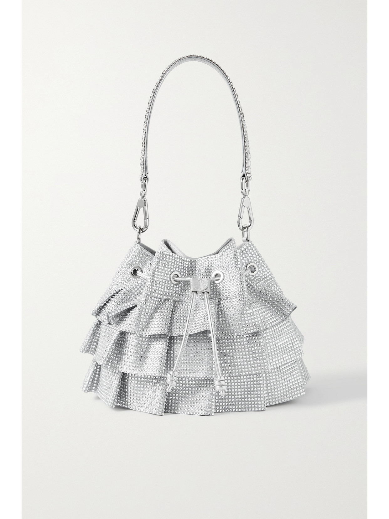 Judith Leiber Couture - Ruffled Crystal-embellished Satin Tote - Silver