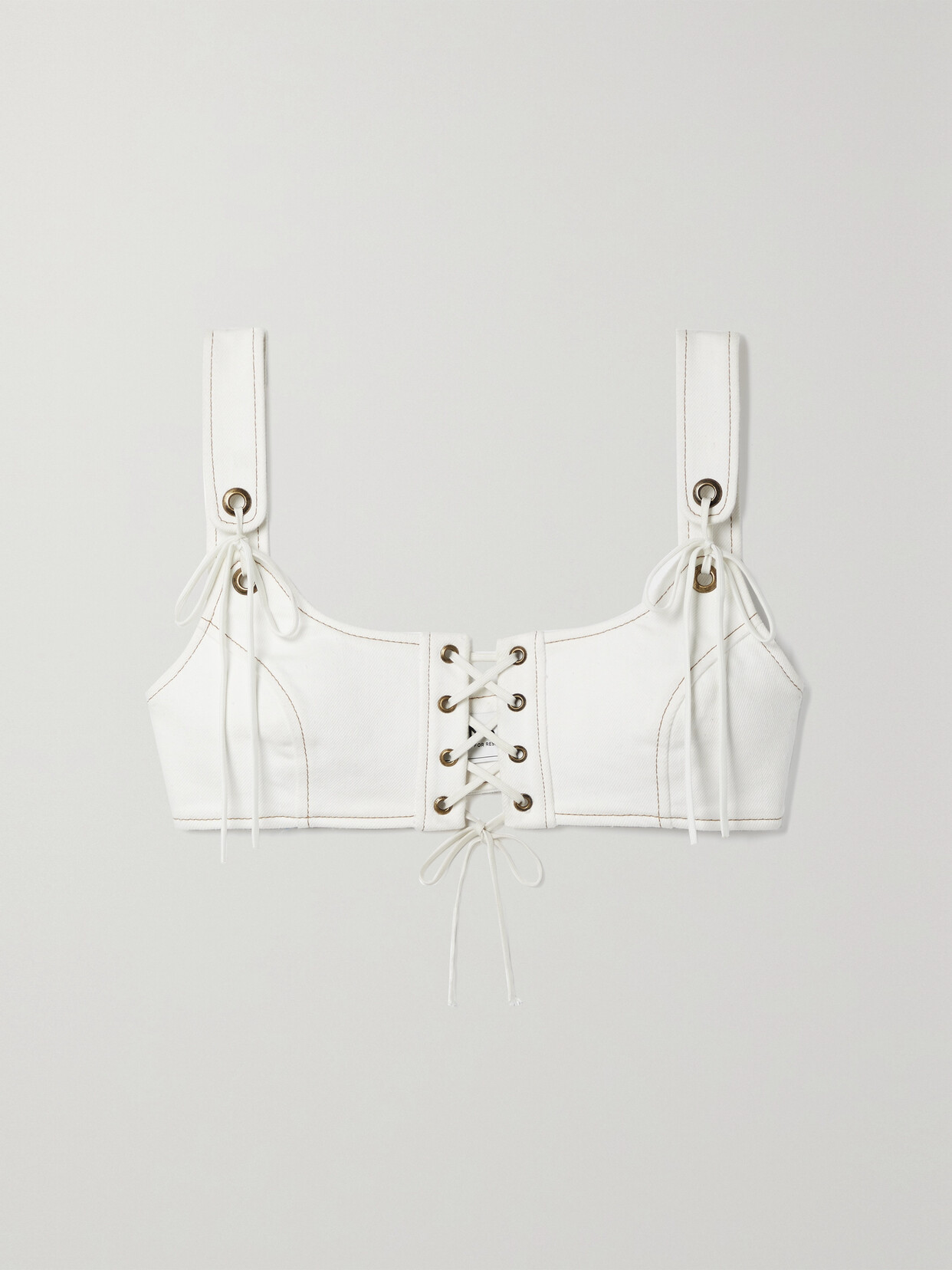 Monse Lace-up Cropped Cotton-twill Bralette - White