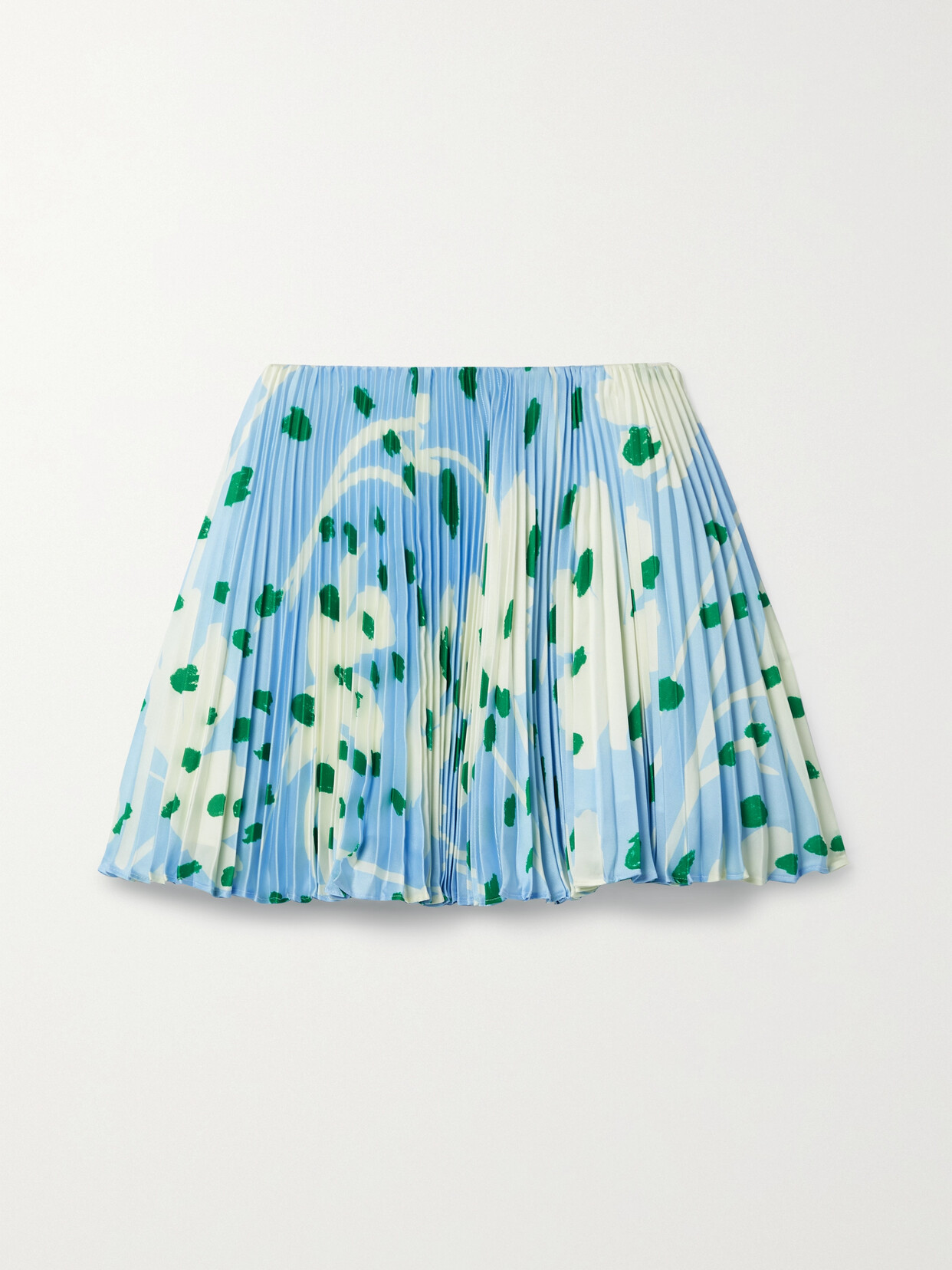 Monse Pleated Printed Twill Mini Skirt - Blue