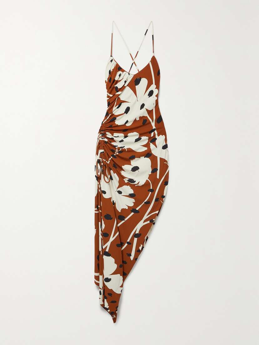 Monse Asymmetric Draped Printed Stretch-crepe Dress
