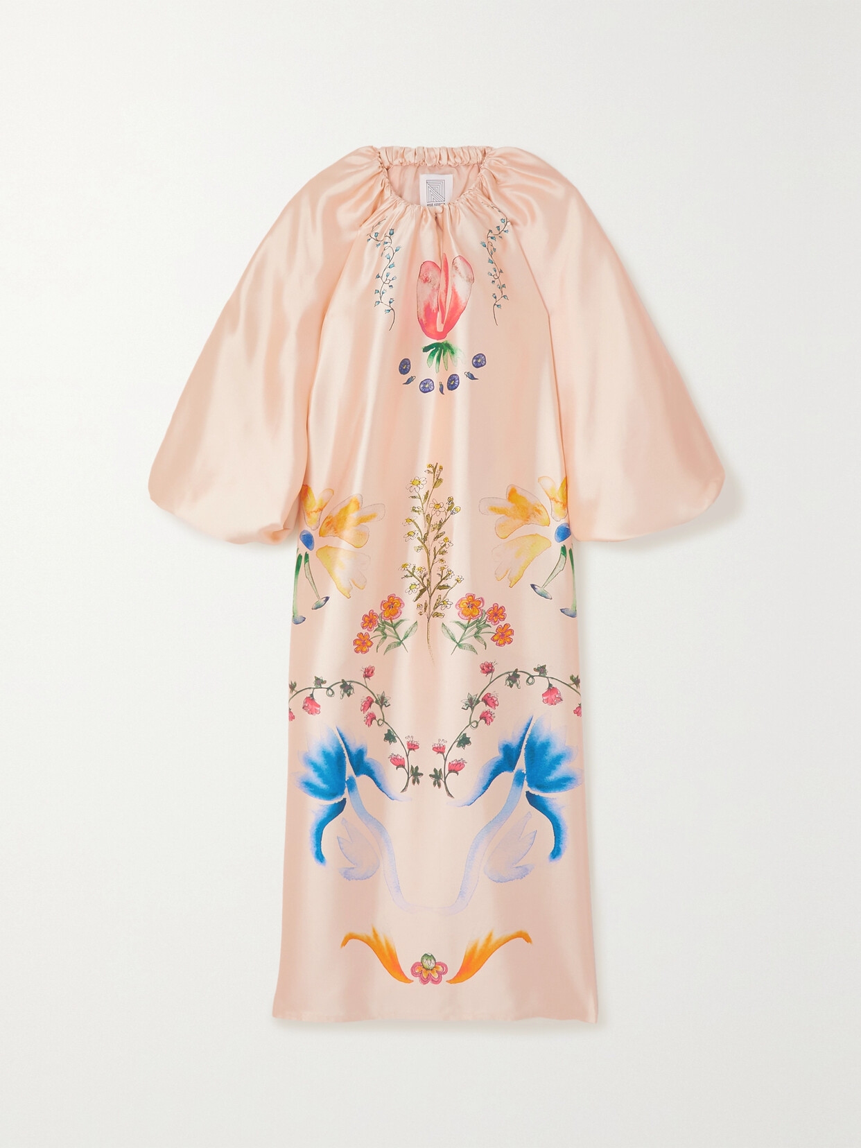 Rosie Assoulin - Peach Juicy Printed Silk-twill Midi Dress - Orange