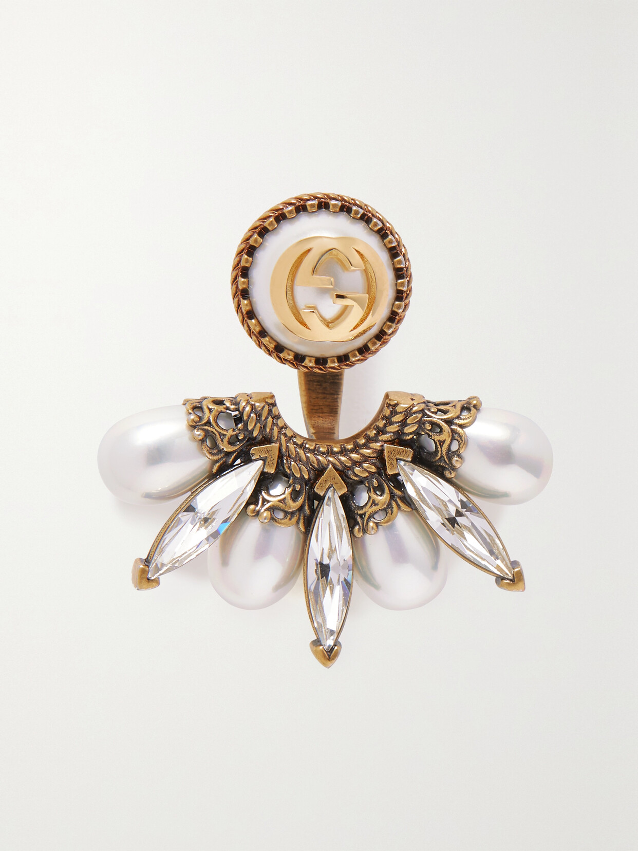 Gucci Gg Gold-tone, Crystal And Faux Pearl Single Earring
