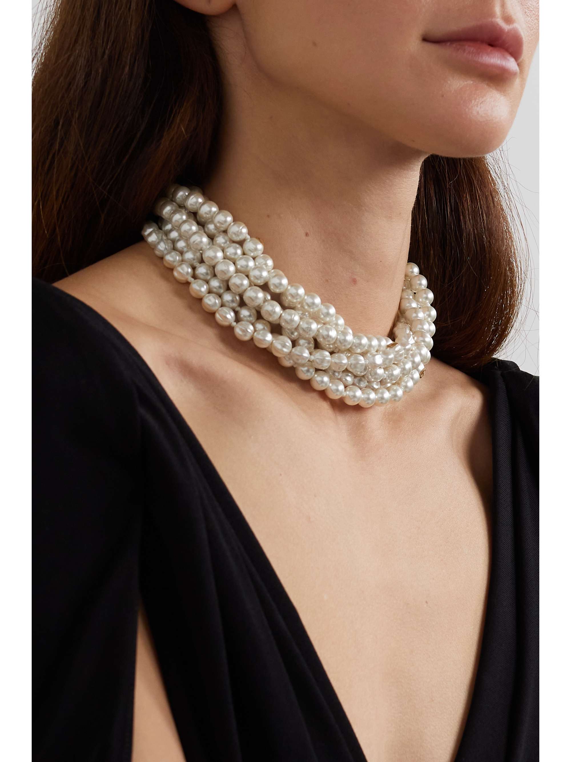 GUCCI Goldtone and faux pearl choker NETAPORTER