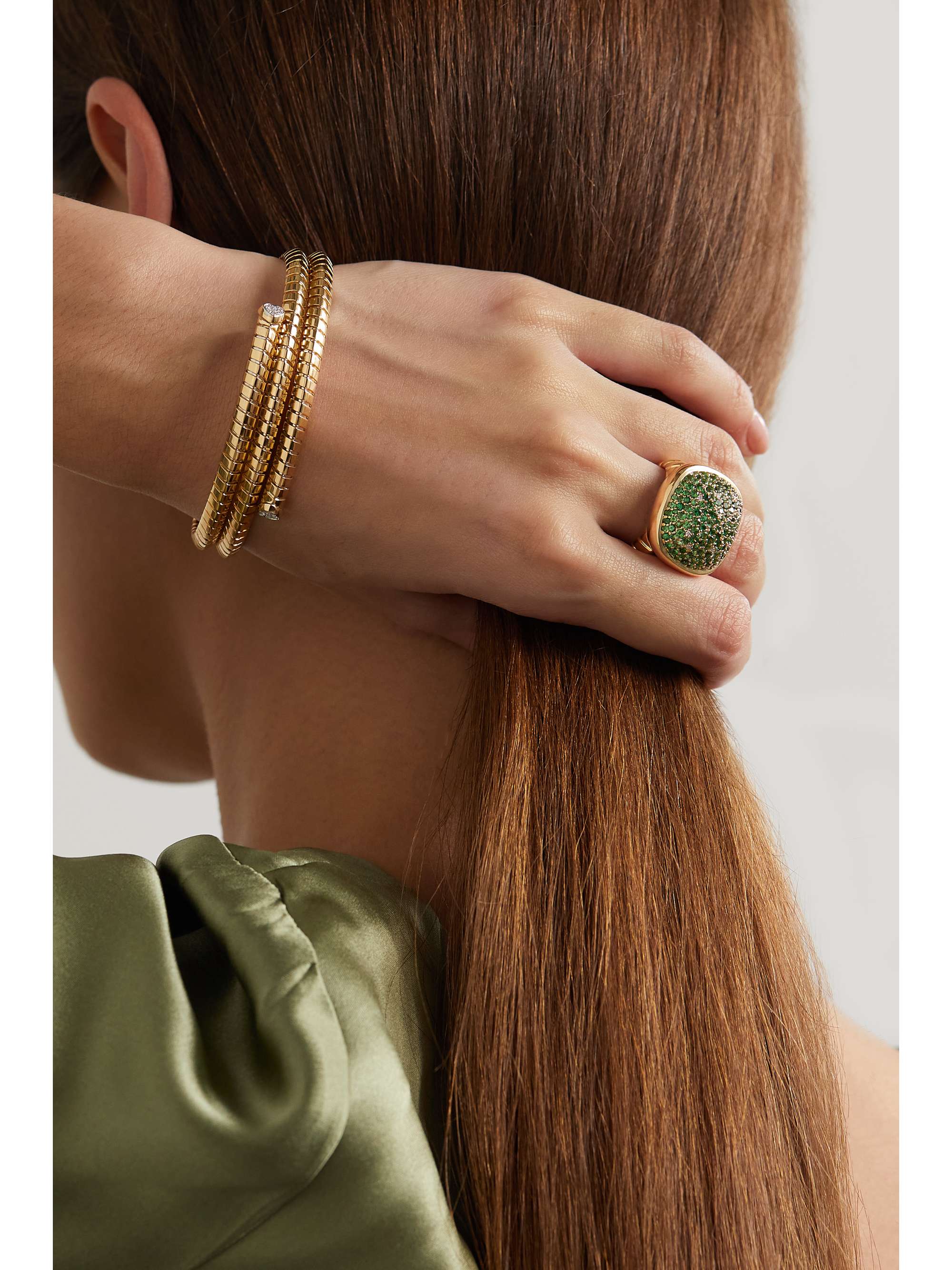 MARINA B Tigella 18-karat gold, tsavorite and diamond ring