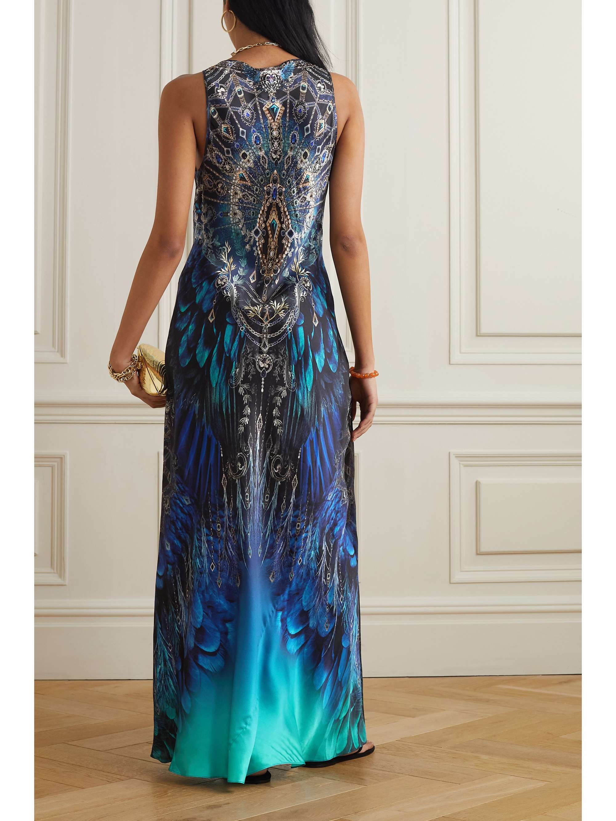 CAMILLA Crystal-embellished printed silk-satin maxi dress | NET-A-PORTER