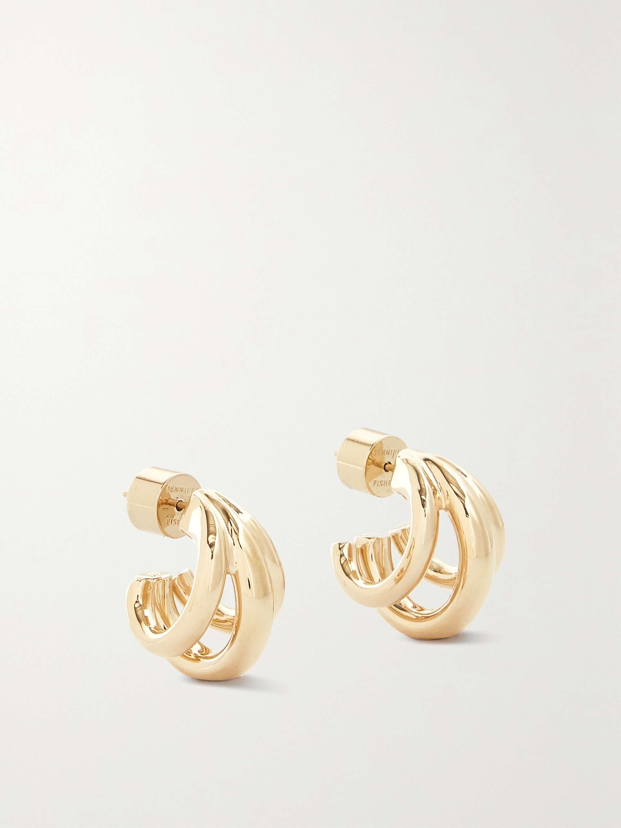 JENNIFER FISHER Micro Triple Lilly gold-plated hoop earrings | NET-A-PORTER